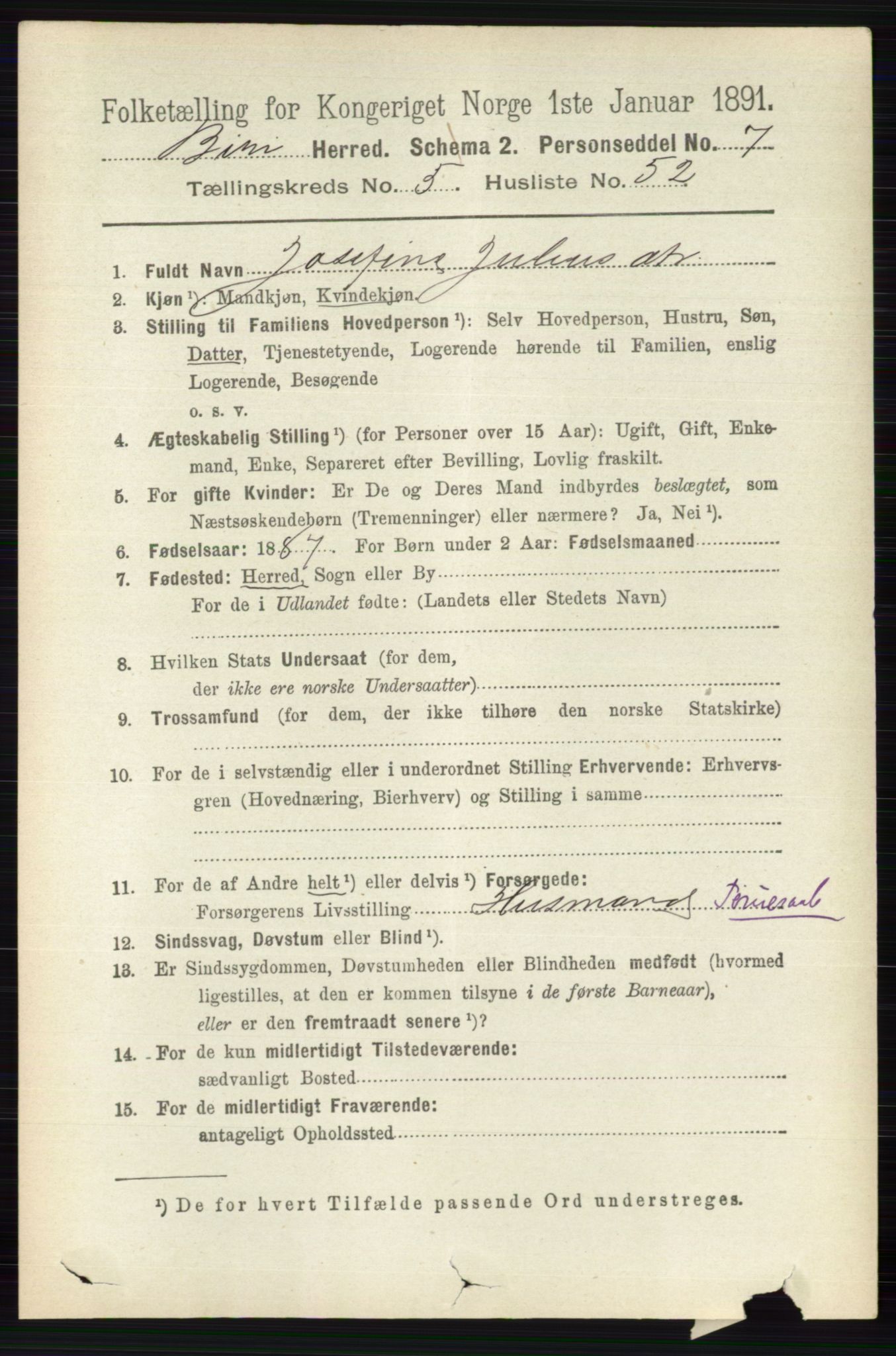 RA, 1891 census for 0525 Biri, 1891, p. 2067