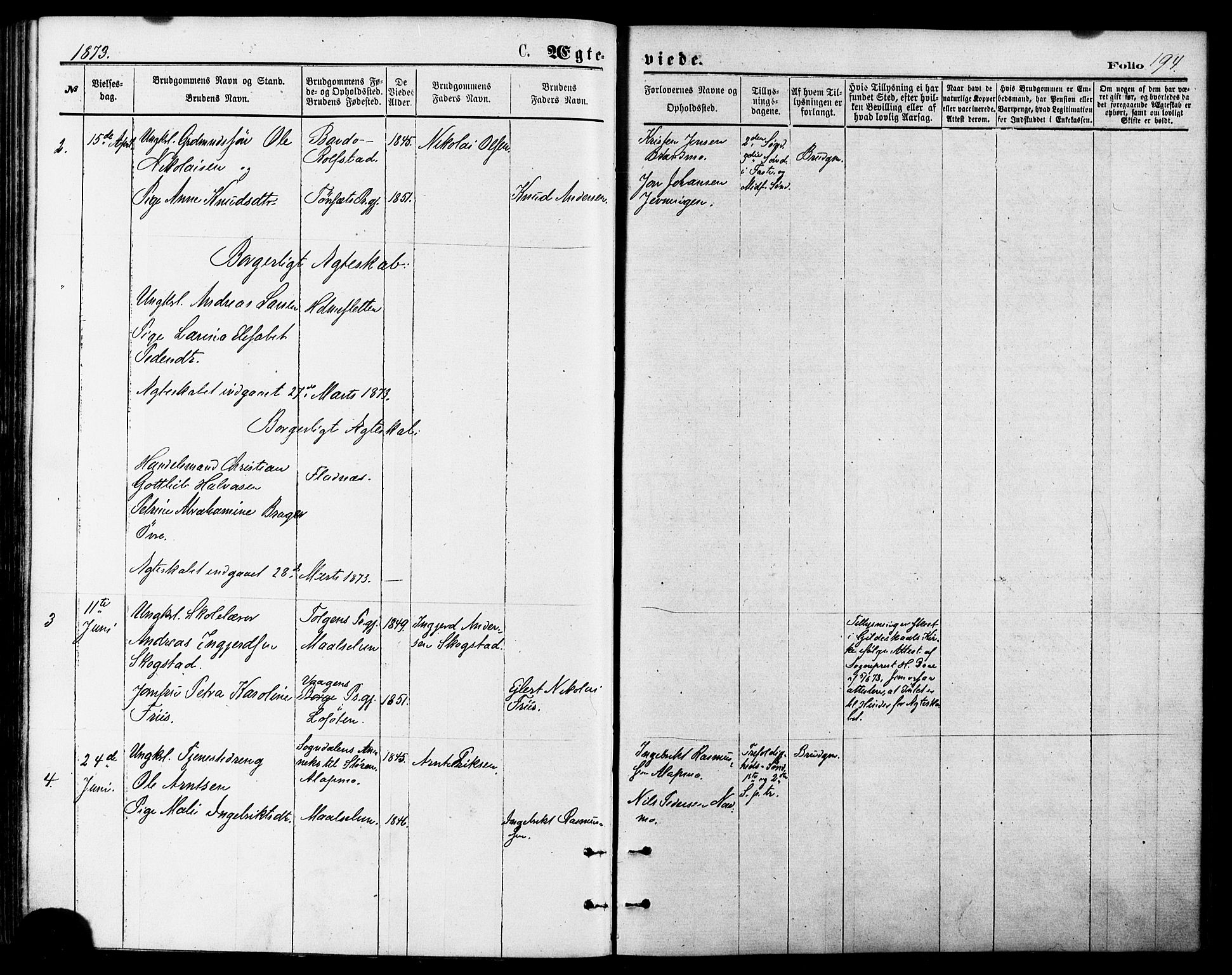 Målselv sokneprestembete, AV/SATØ-S-1311/G/Ga/Gaa/L0005kirke: Parish register (official) no. 5, 1872-1884, p. 194