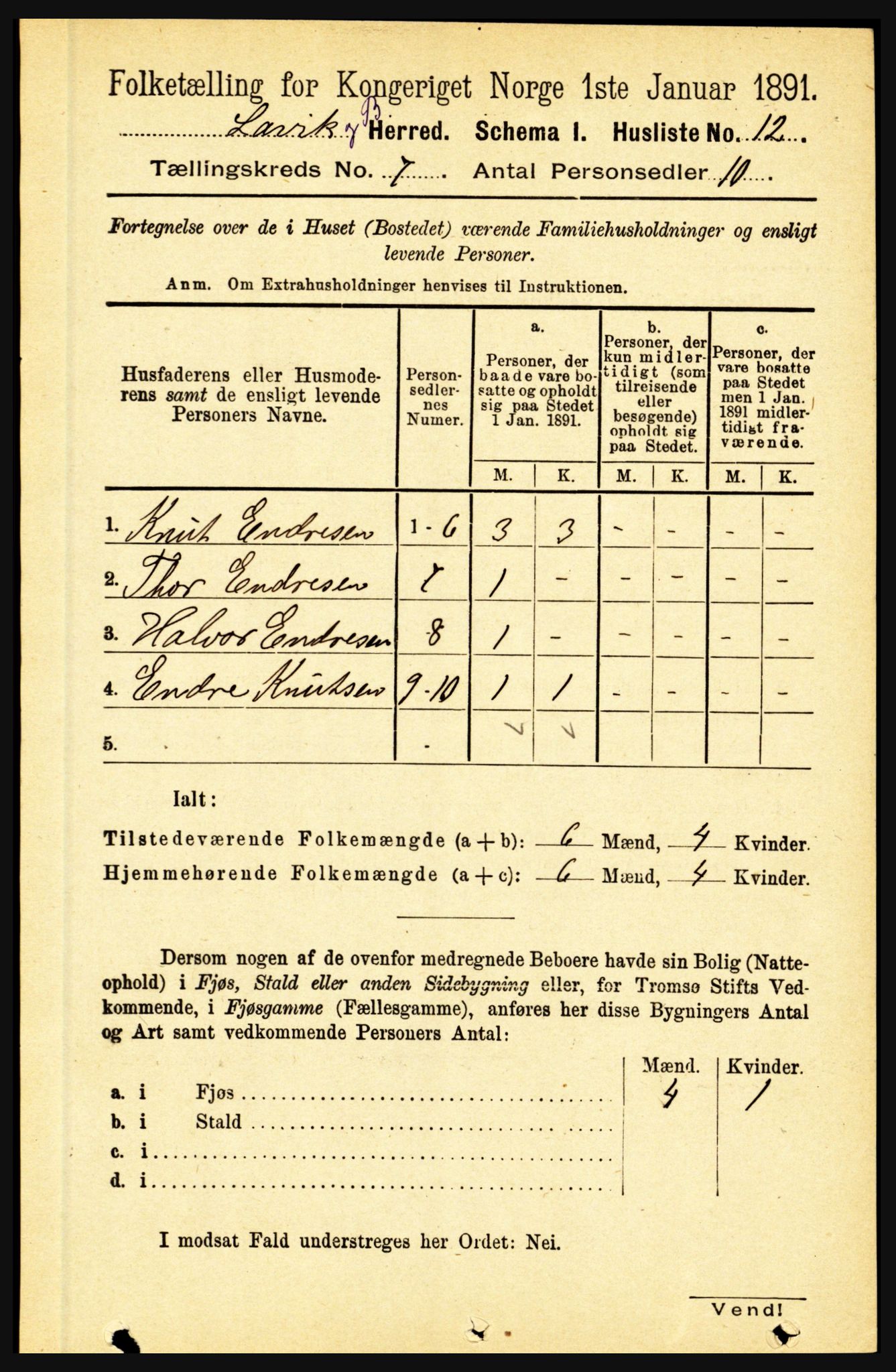 RA, 1891 census for 1415 Lavik og Brekke, 1891, p. 1333
