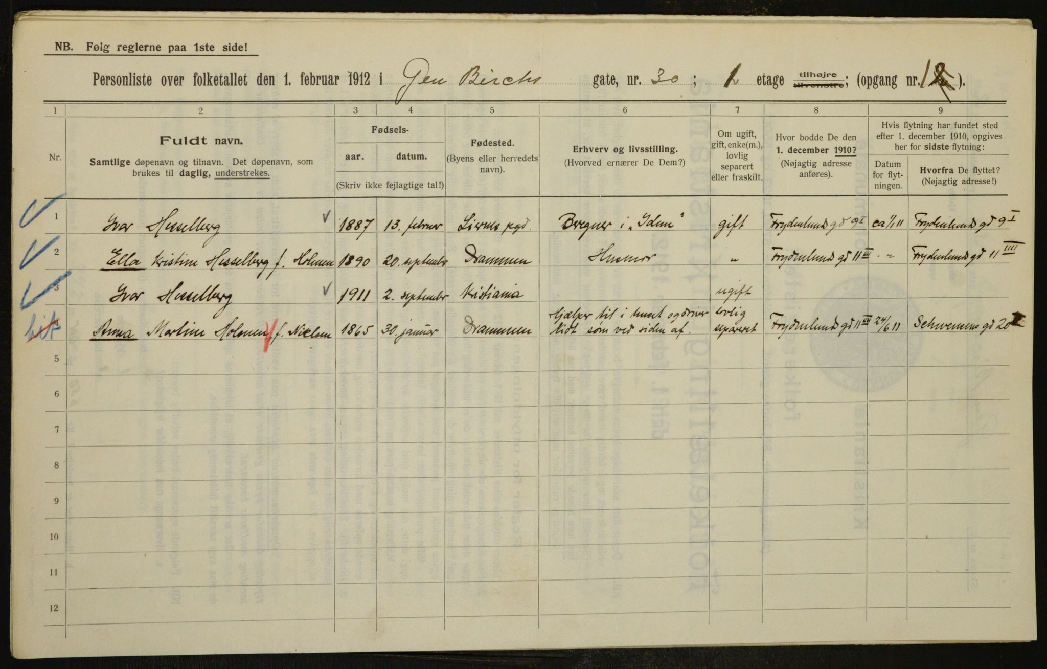 OBA, Municipal Census 1912 for Kristiania, 1912, p. 28904