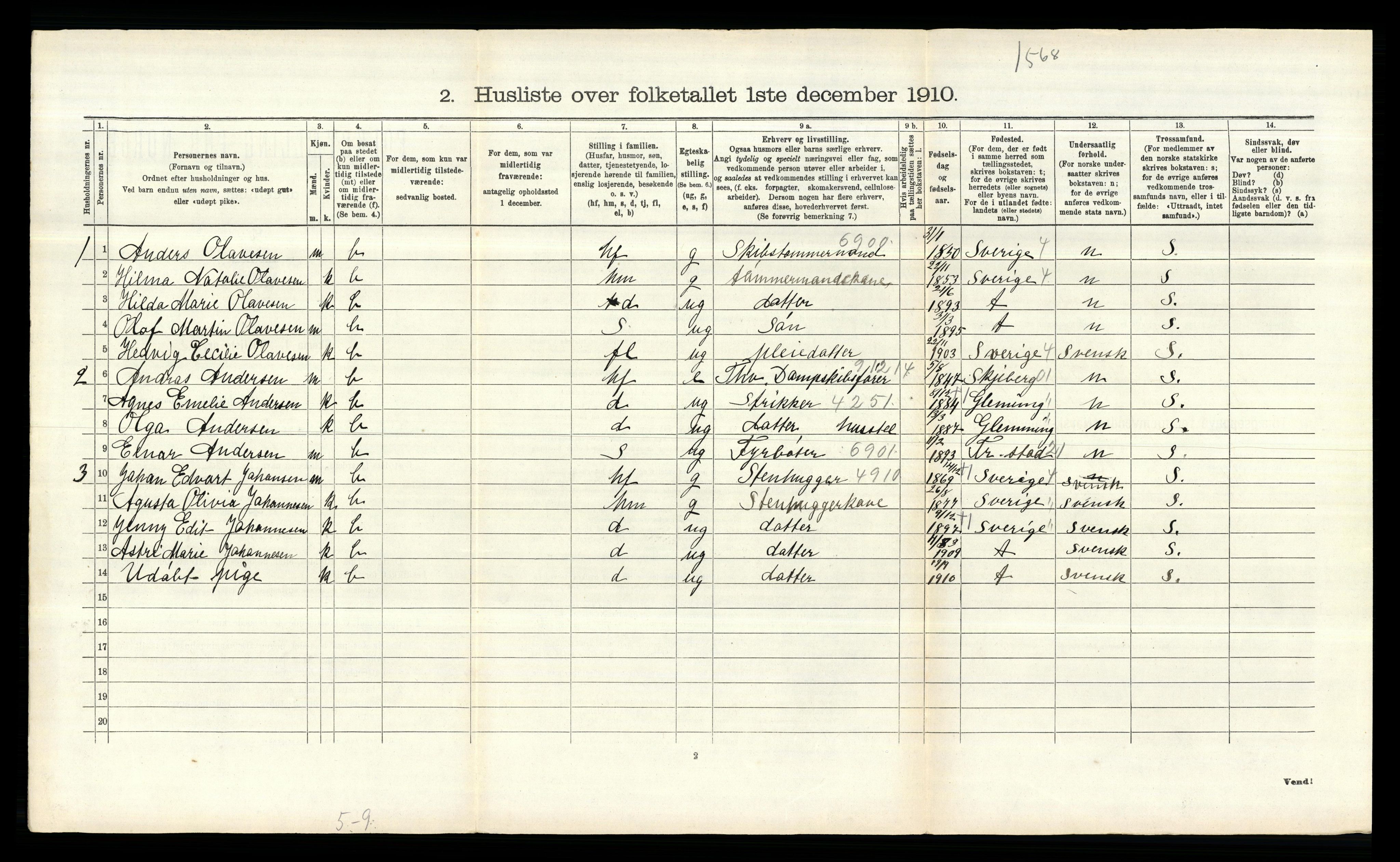 RA, 1910 census for Idd, 1910, p. 429