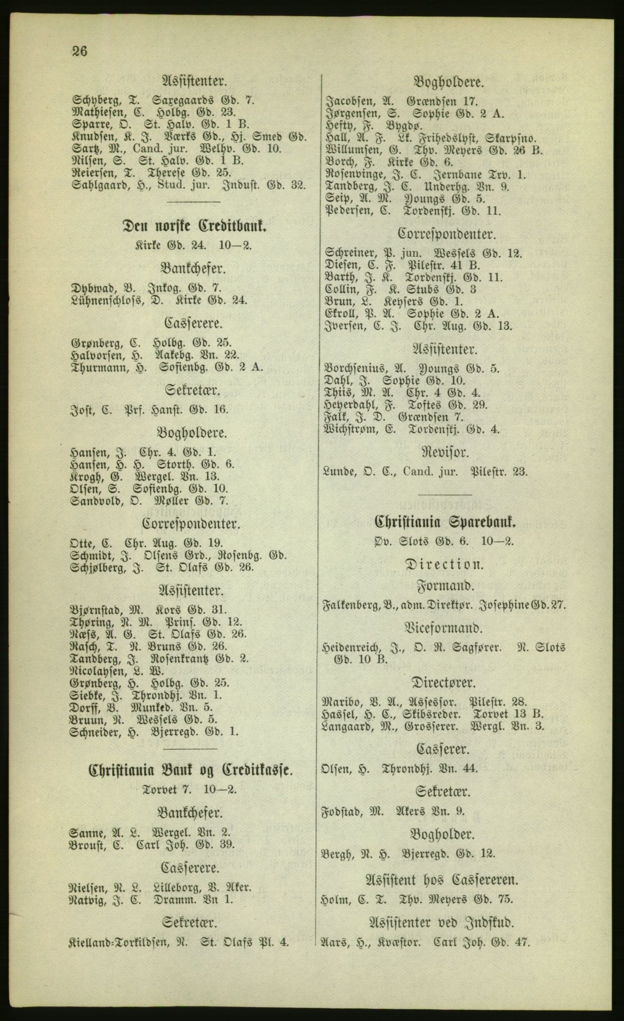 Kristiania/Oslo adressebok, PUBL/-, 1880, p. 26