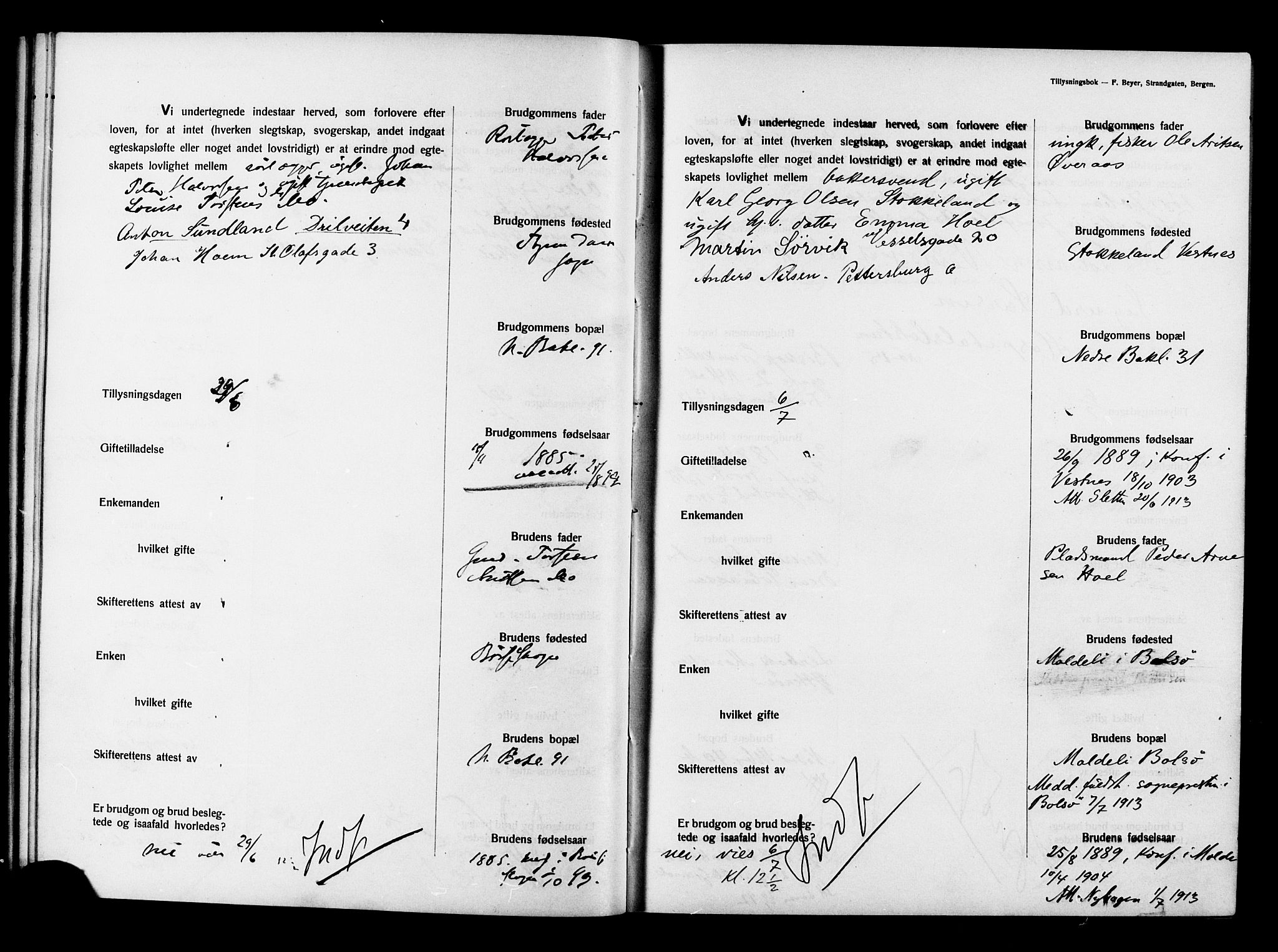 Ministerialprotokoller, klokkerbøker og fødselsregistre - Sør-Trøndelag, AV/SAT-A-1456/604/L0194: Banns register no. 604A15, 1912-1916