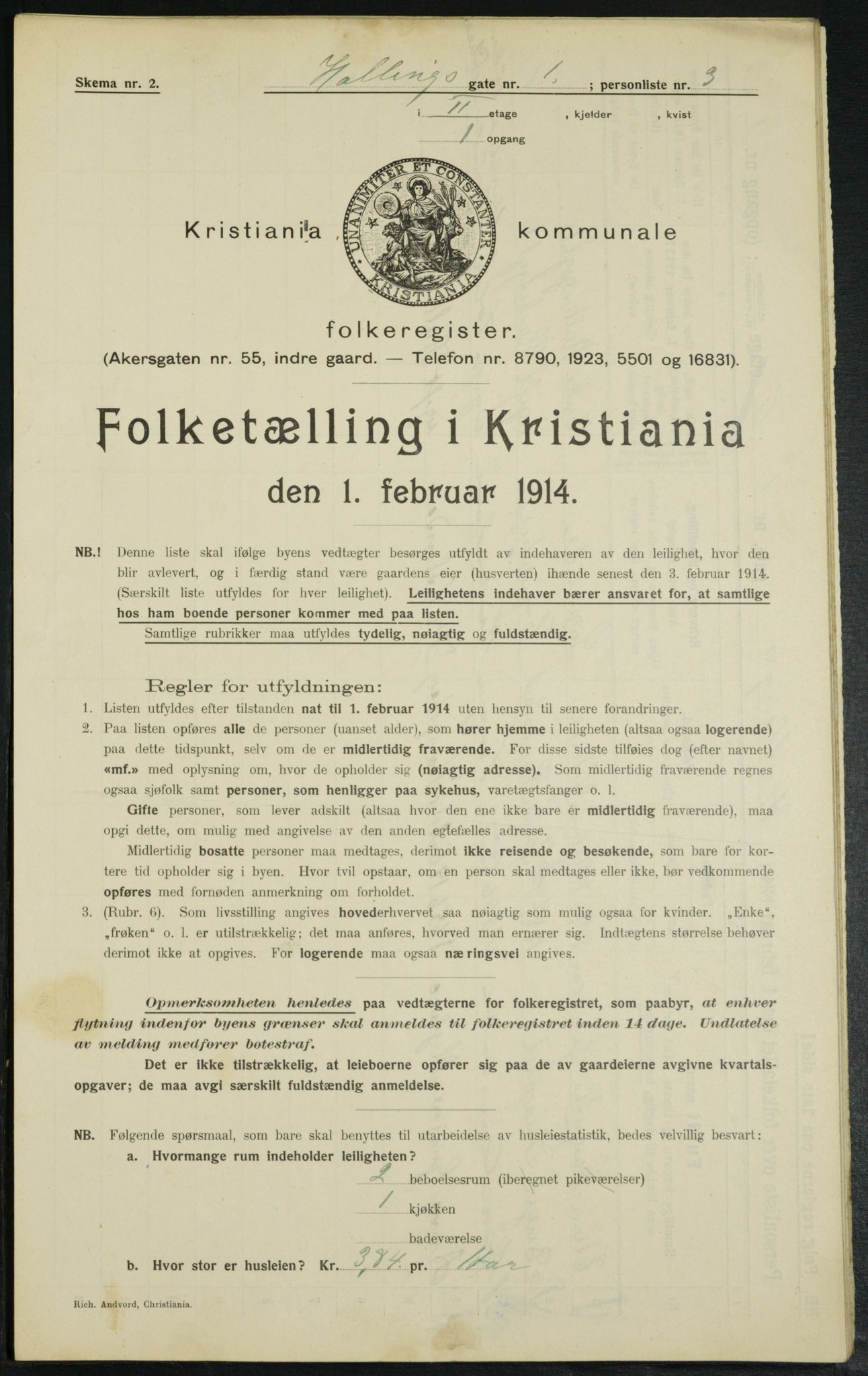 OBA, Municipal Census 1914 for Kristiania, 1914, p. 34111