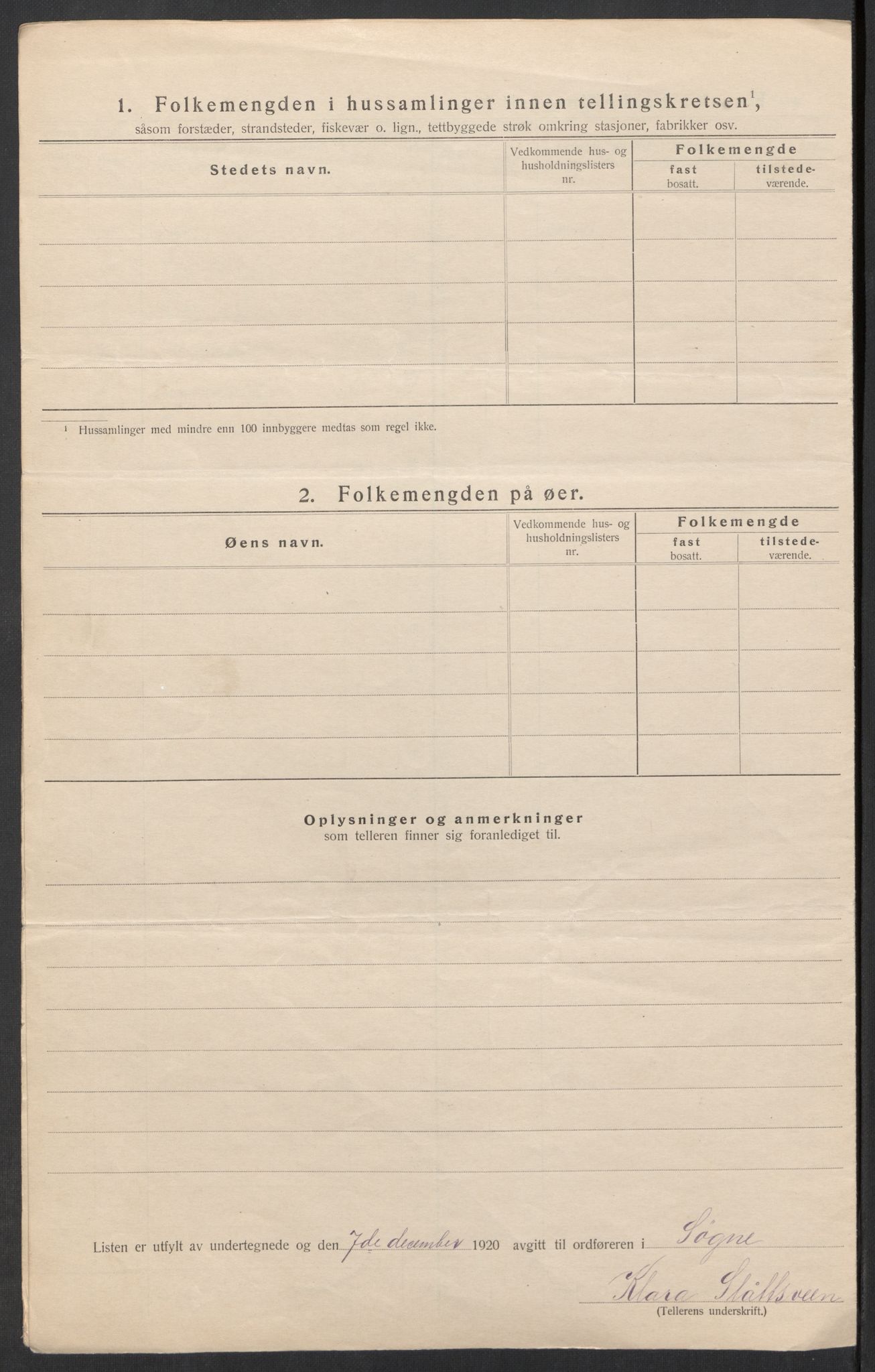 SAK, 1920 census for Søgne, 1920, p. 10