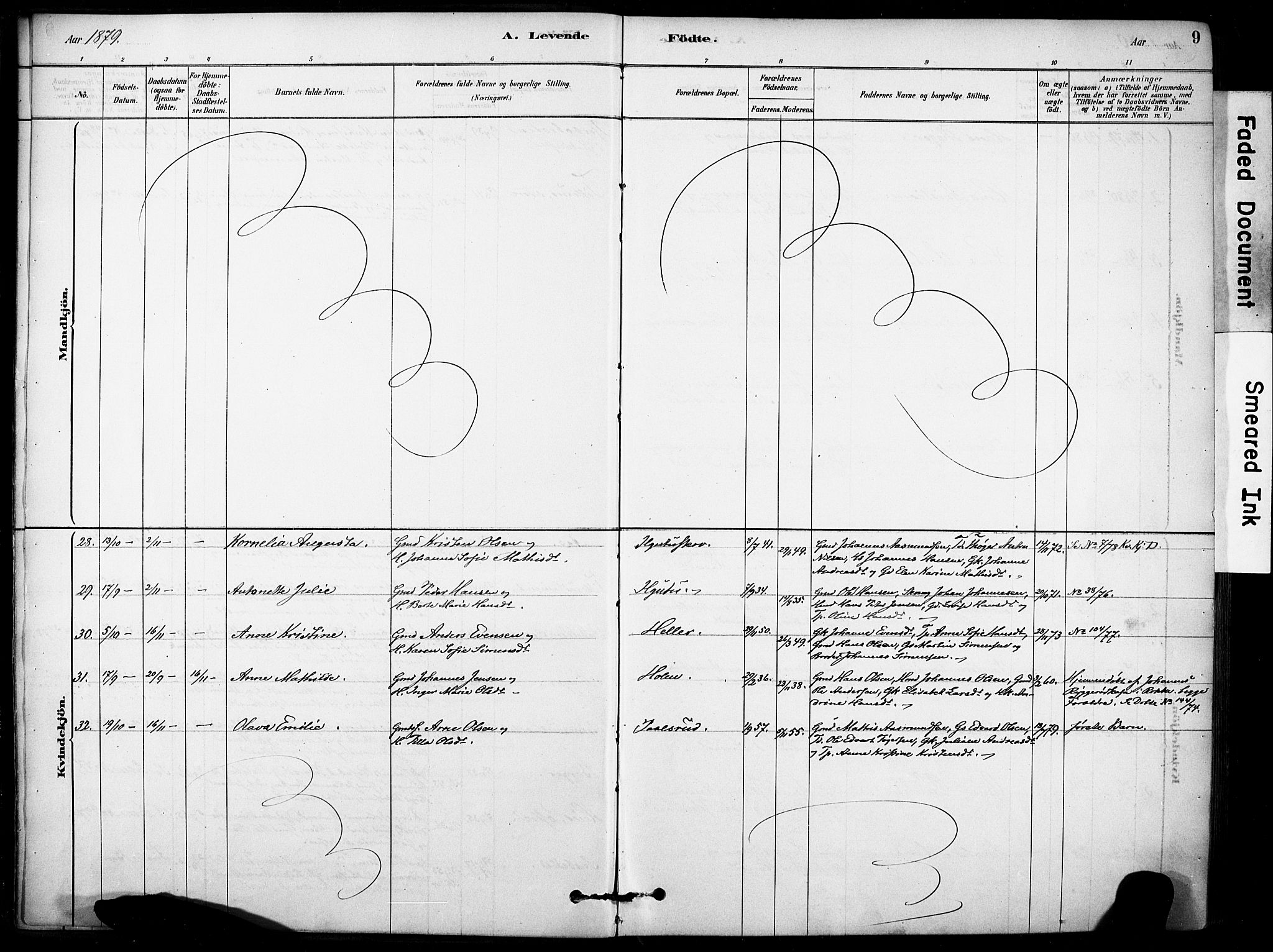 Rakkestad prestekontor Kirkebøker, AV/SAO-A-2008/F/Fb/L0001: Parish register (official) no. II 1, 1878-1899, p. 9