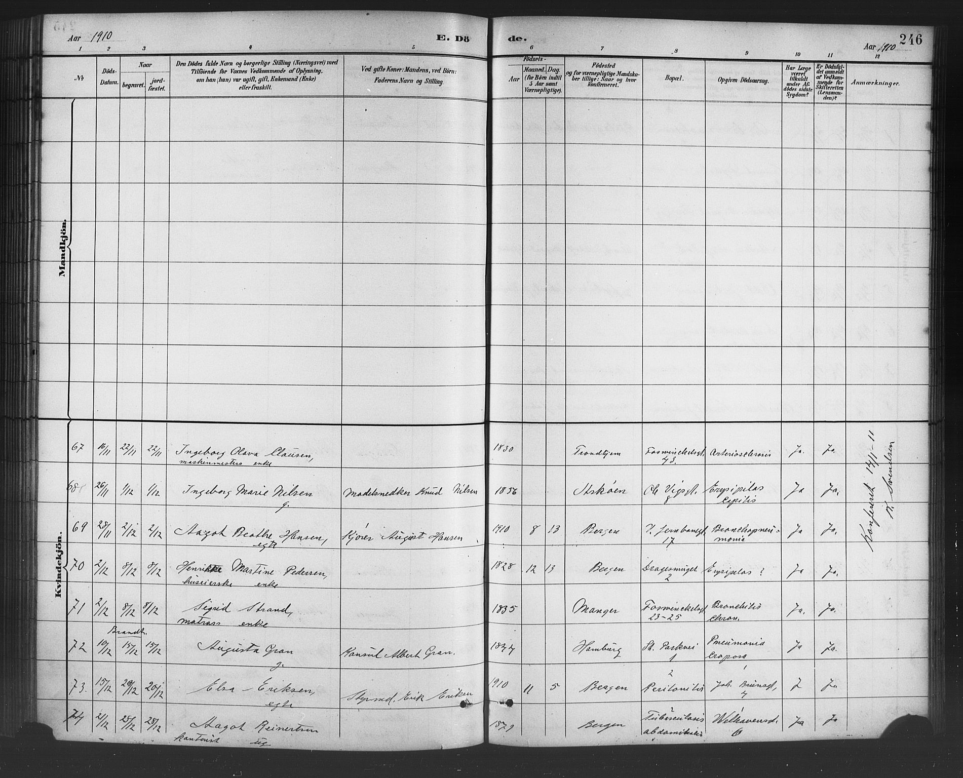 Johanneskirken sokneprestembete, AV/SAB-A-76001/H/Hab: Parish register (copy) no. D 1, 1885-1915, p. 246