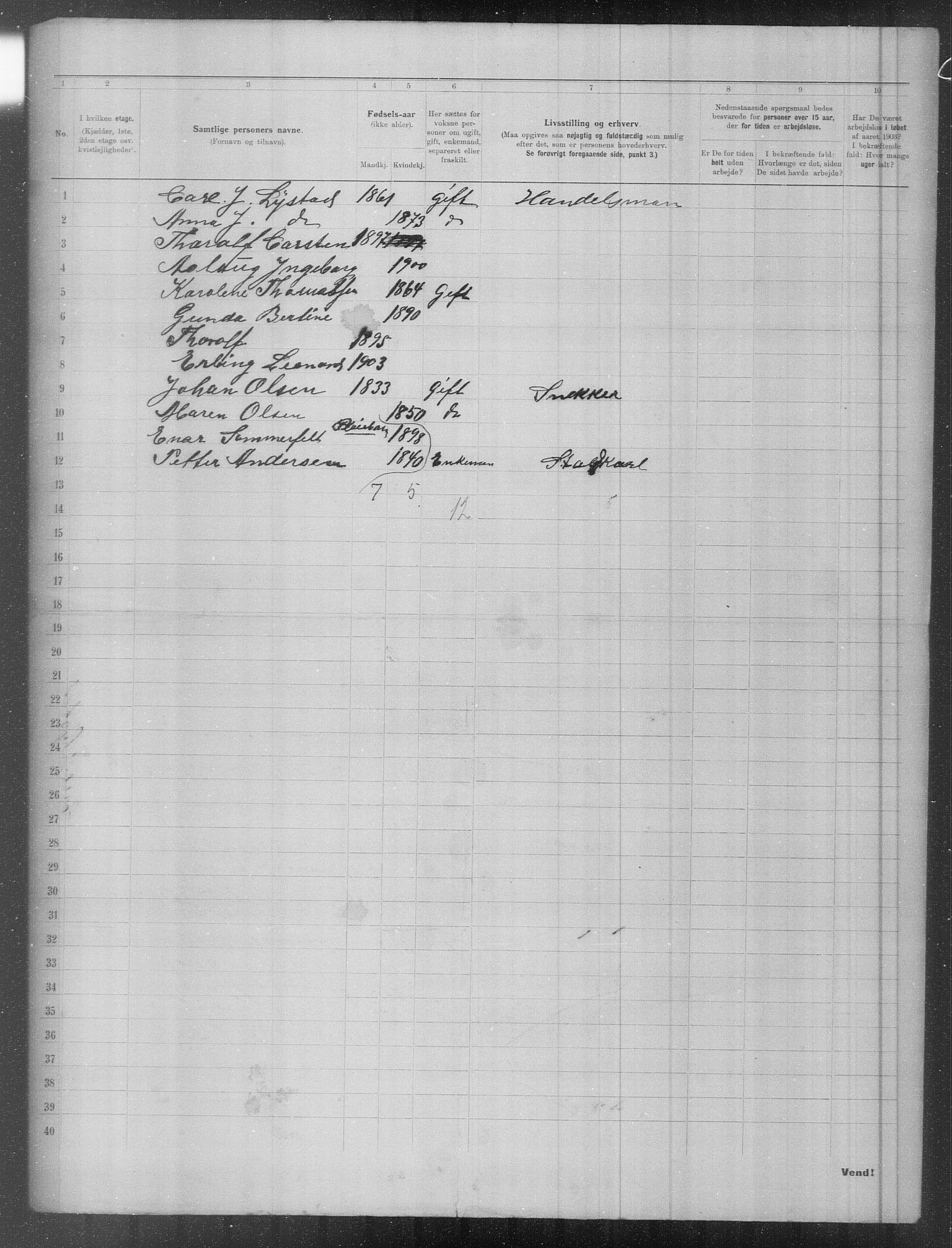 OBA, Municipal Census 1903 for Kristiania, 1903, p. 6978