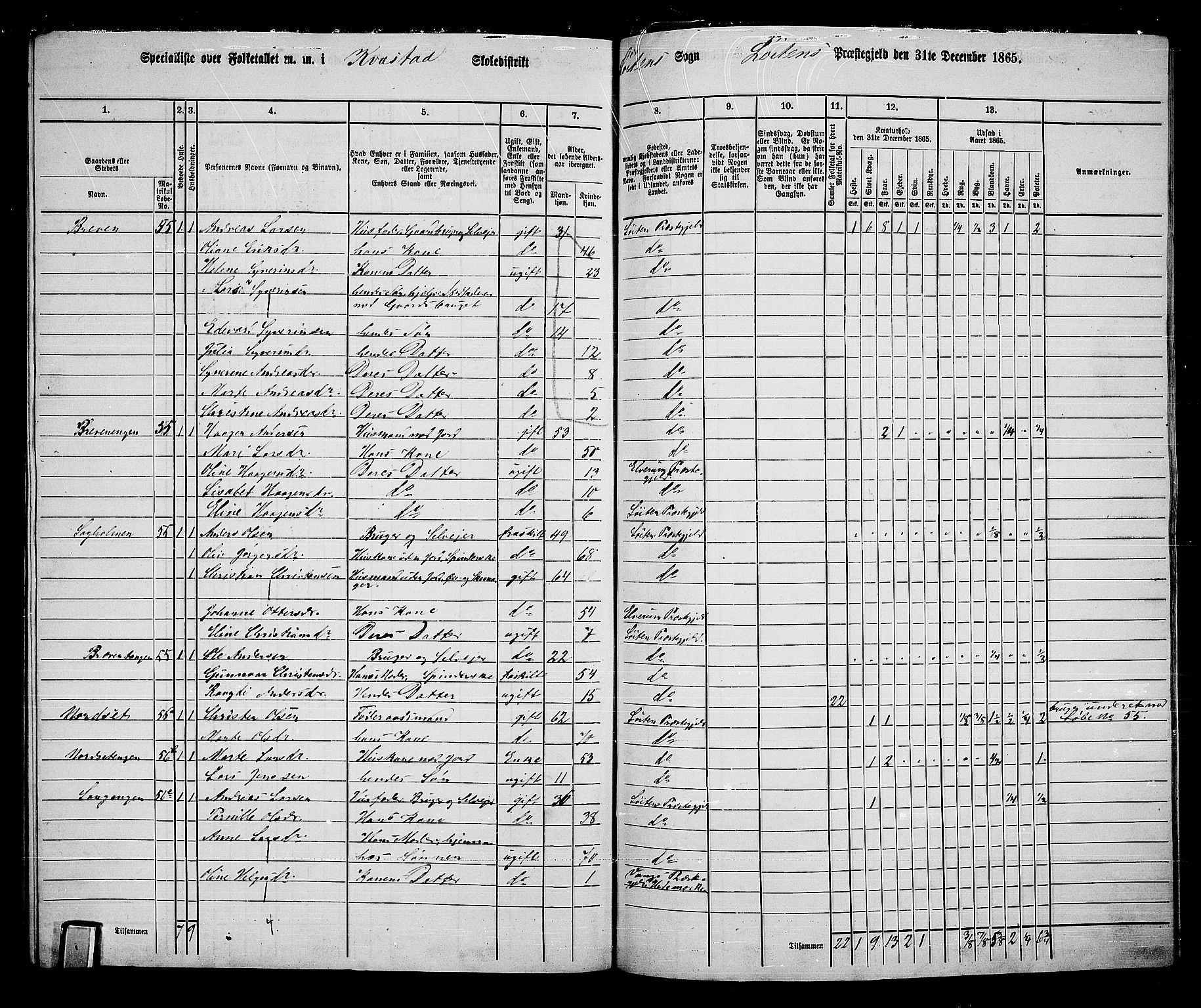 RA, 1865 census for Løten, 1865, p. 174