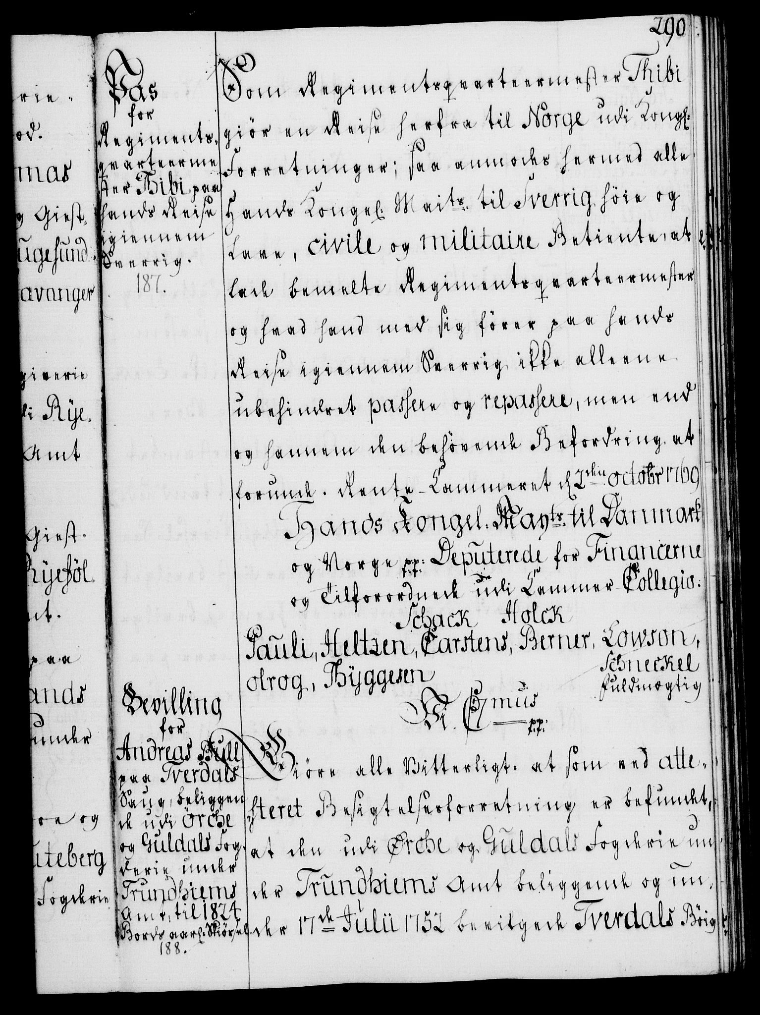 Rentekammeret, Kammerkanselliet, RA/EA-3111/G/Gg/Gga/L0008: Norsk ekspedisjonsprotokoll med register (merket RK 53.8), 1768-1771, p. 290