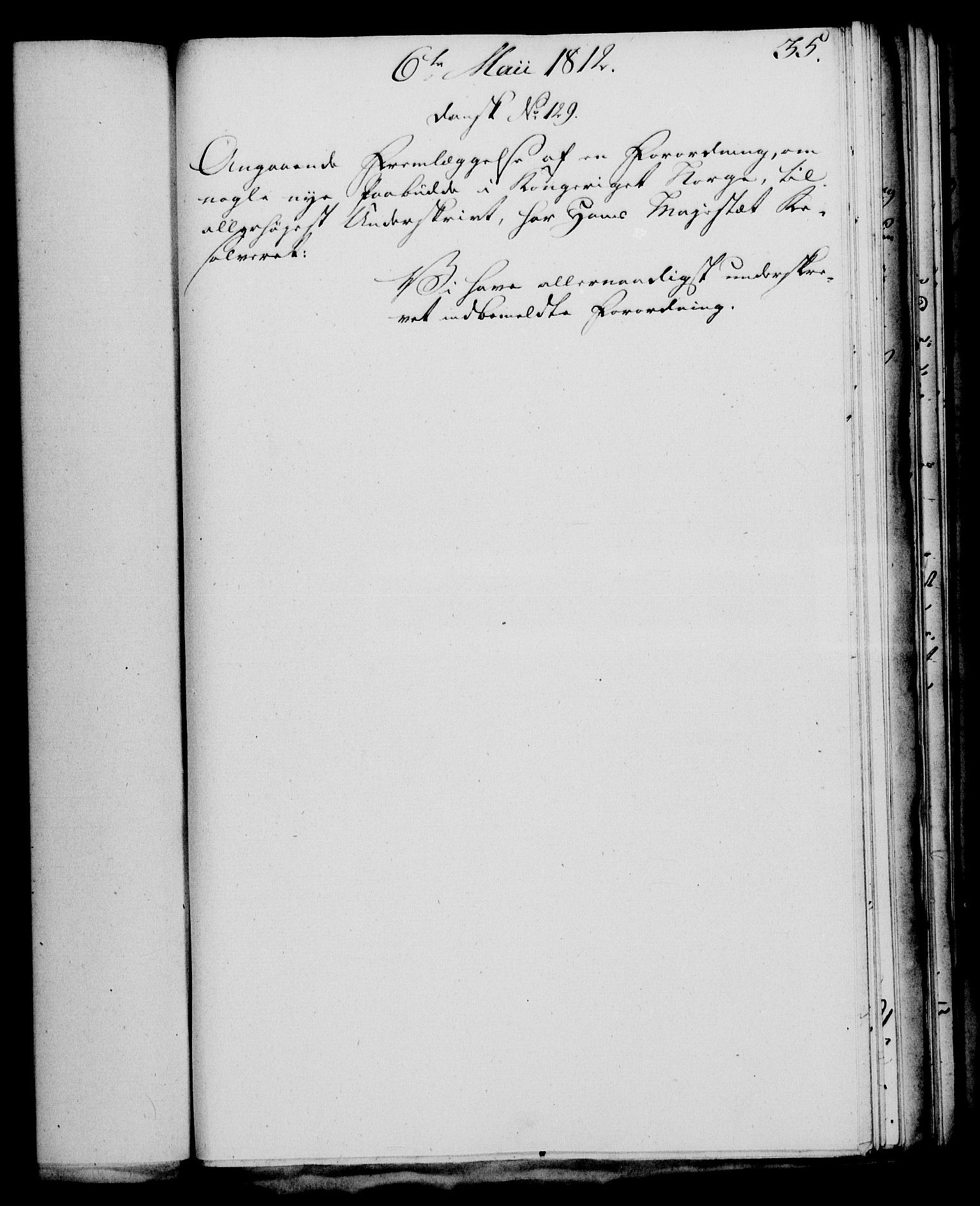 Rentekammeret, Kammerkanselliet, RA/EA-3111/G/Gf/Gfa/L0094: Norsk relasjons- og resolusjonsprotokoll (merket RK 52.94), 1812, p. 135