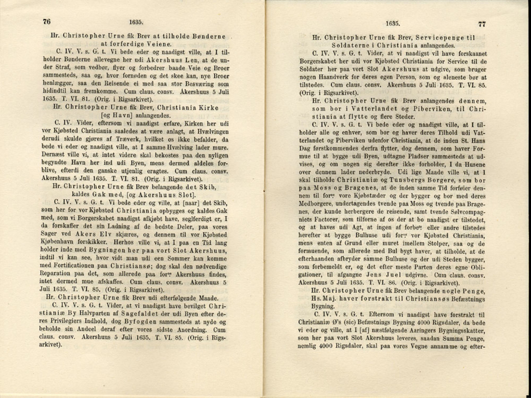 Publikasjoner utgitt av Det Norske Historiske Kildeskriftfond, PUBL/-/-/-: Norske Rigs-Registranter, bind 7, 1635-1640, p. 76-77