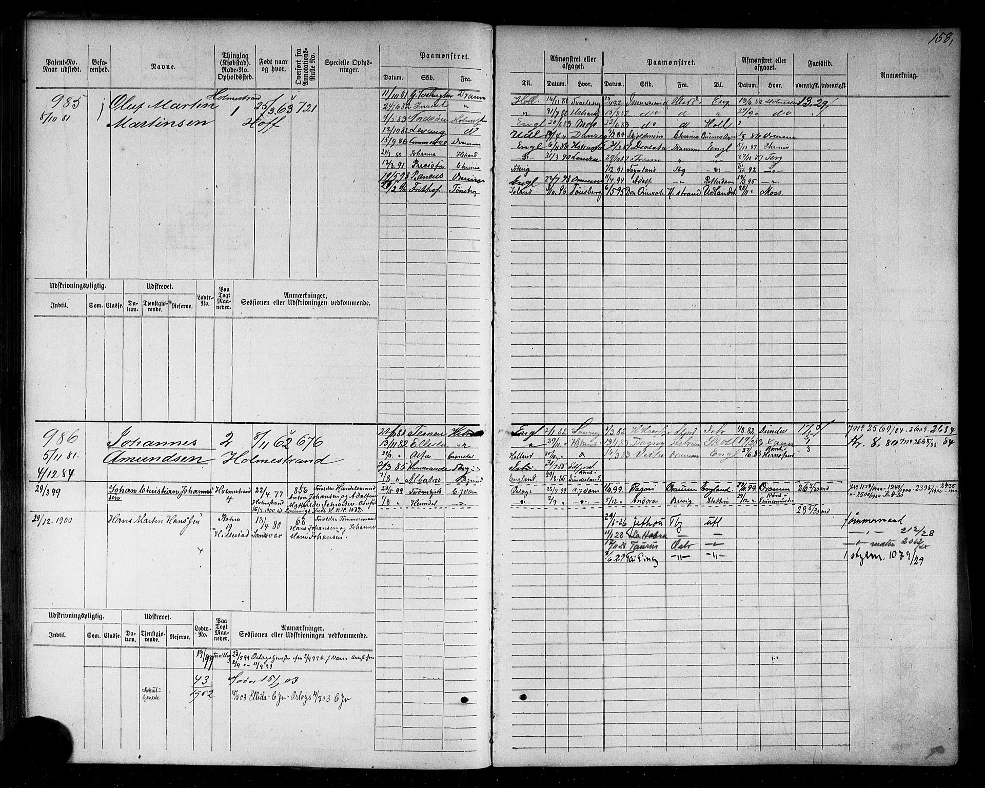 Holmestrand innrulleringskontor, AV/SAKO-A-1151/F/Fc/L0004: Hovedrulle, 1872-1913, p. 196