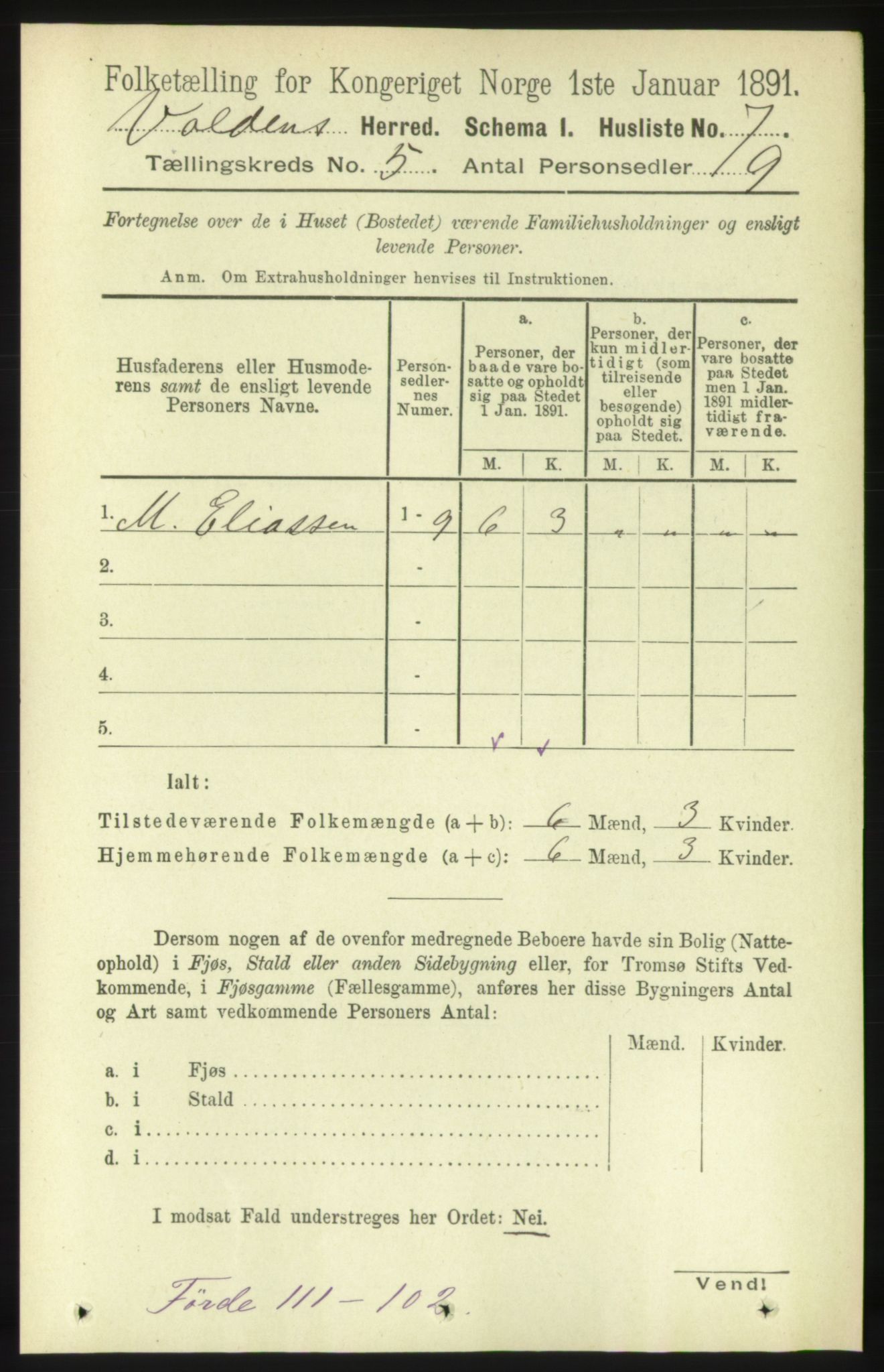 RA, 1891 census for 1519 Volda, 1891, p. 2219