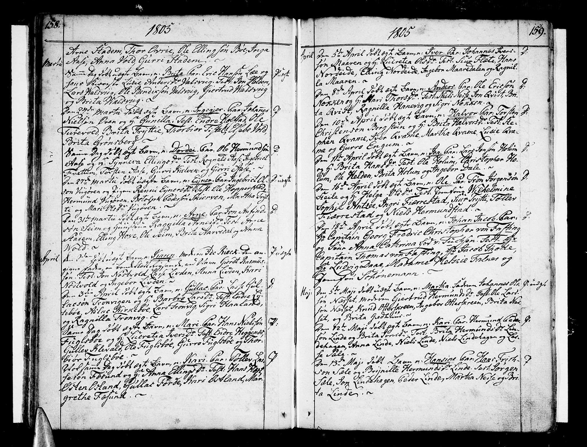 Vik sokneprestembete, SAB/A-81501: Parish register (official) no. A 5, 1787-1820, p. 158-159