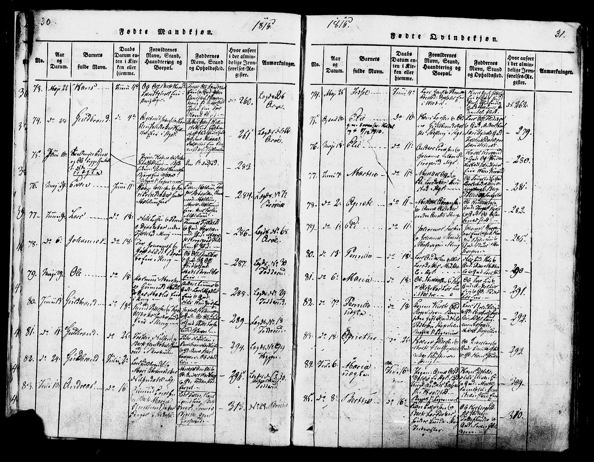 Ringsaker prestekontor, AV/SAH-PREST-014/K/Ka/L0005: Parish register (official) no. 5, 1814-1826, p. 30-31