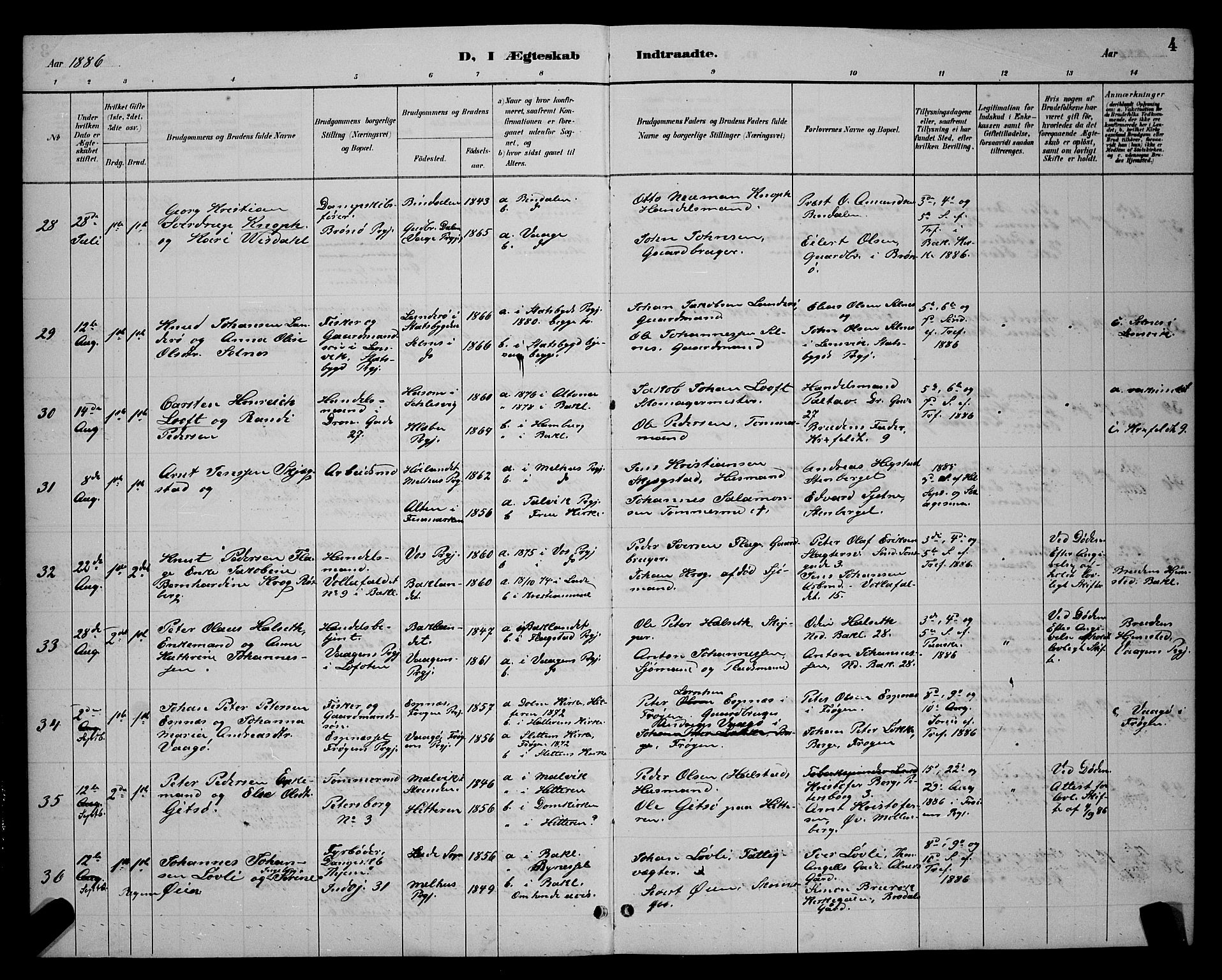 Ministerialprotokoller, klokkerbøker og fødselsregistre - Sør-Trøndelag, AV/SAT-A-1456/604/L0223: Parish register (copy) no. 604C06, 1886-1897, p. 4