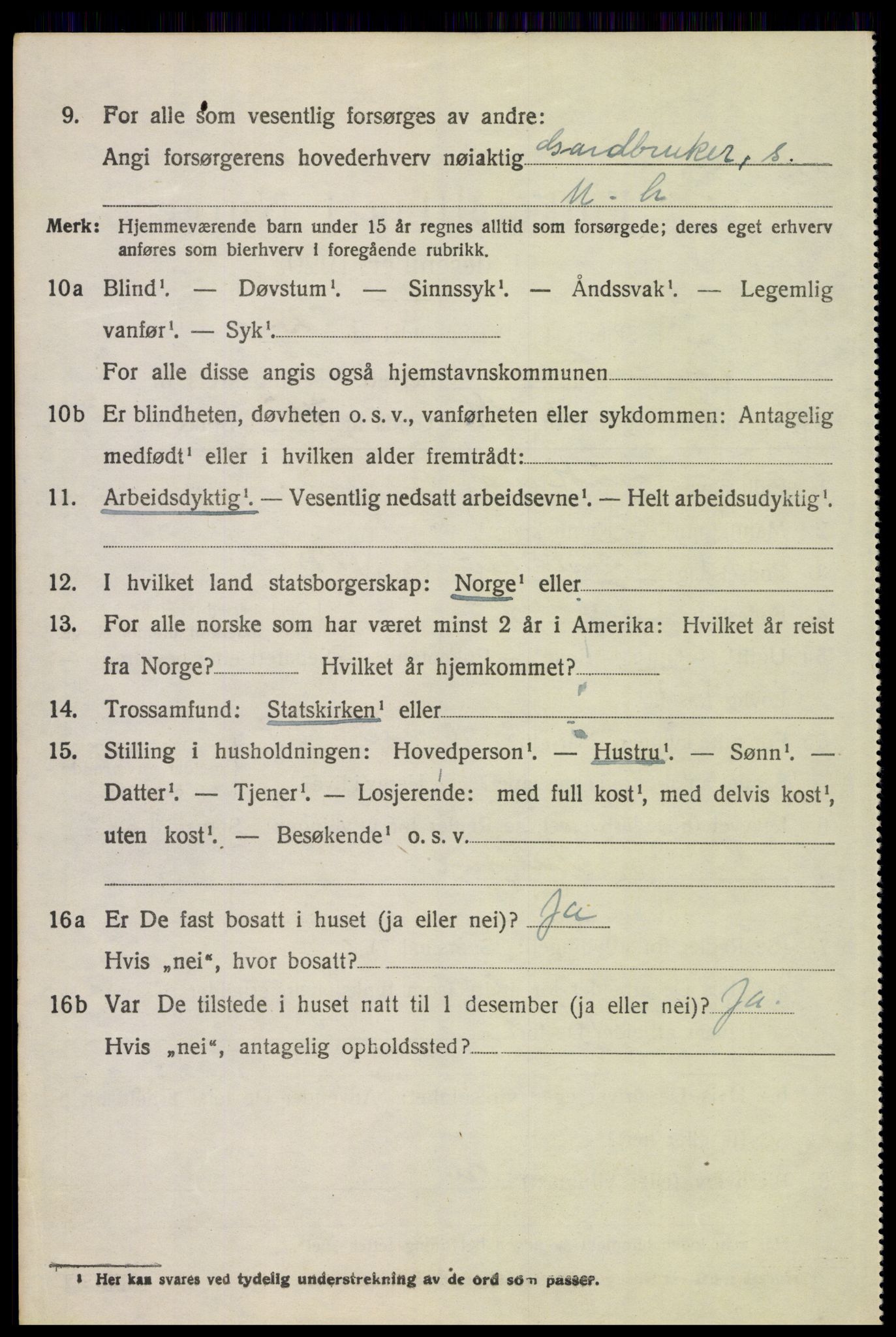 SAH, 1920 census for Tynset, 1920, p. 7139