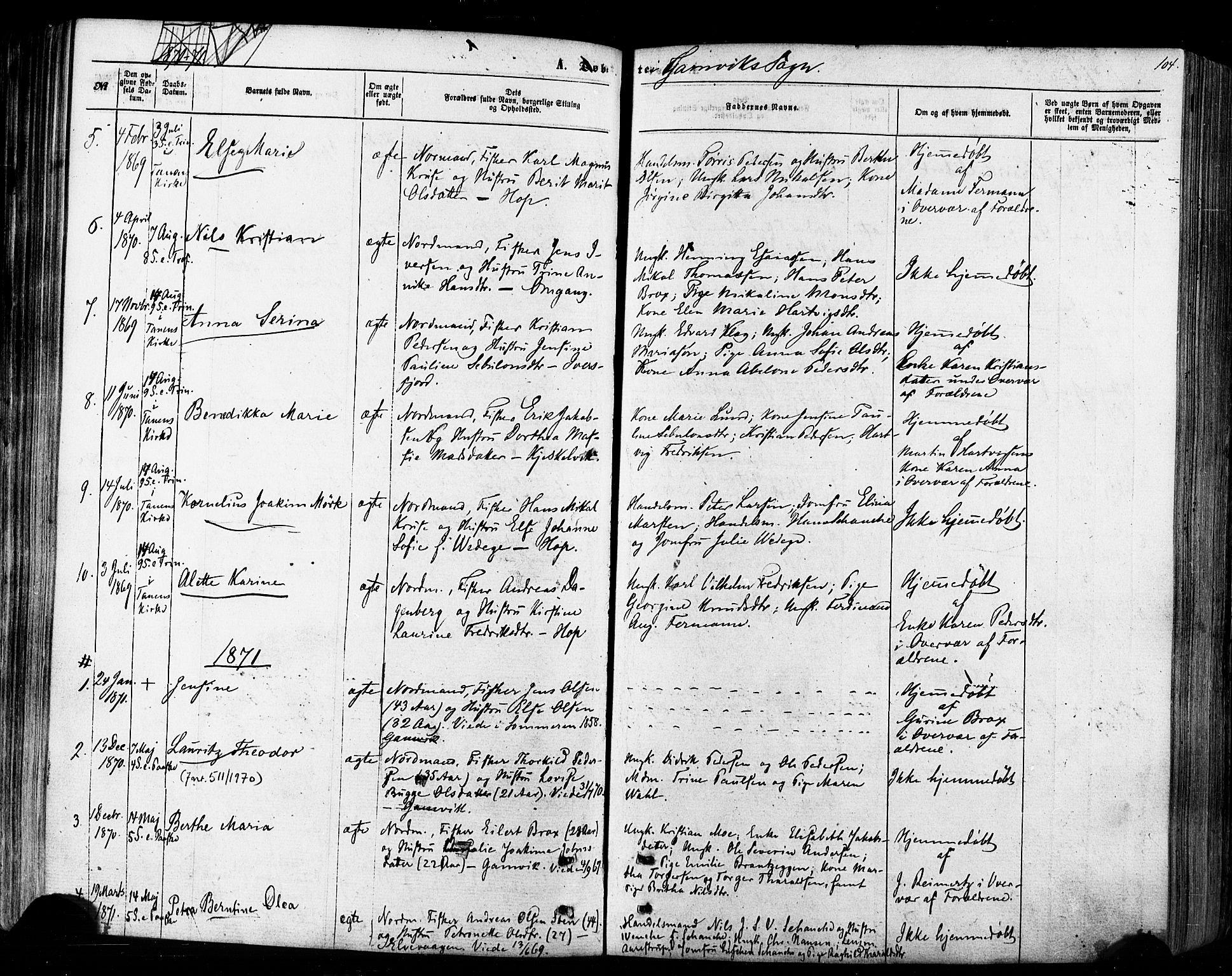 Tana sokneprestkontor, SATØ/S-1334/H/Ha/L0002kirke: Parish register (official) no. 2 /2, 1862-1877, p. 104
