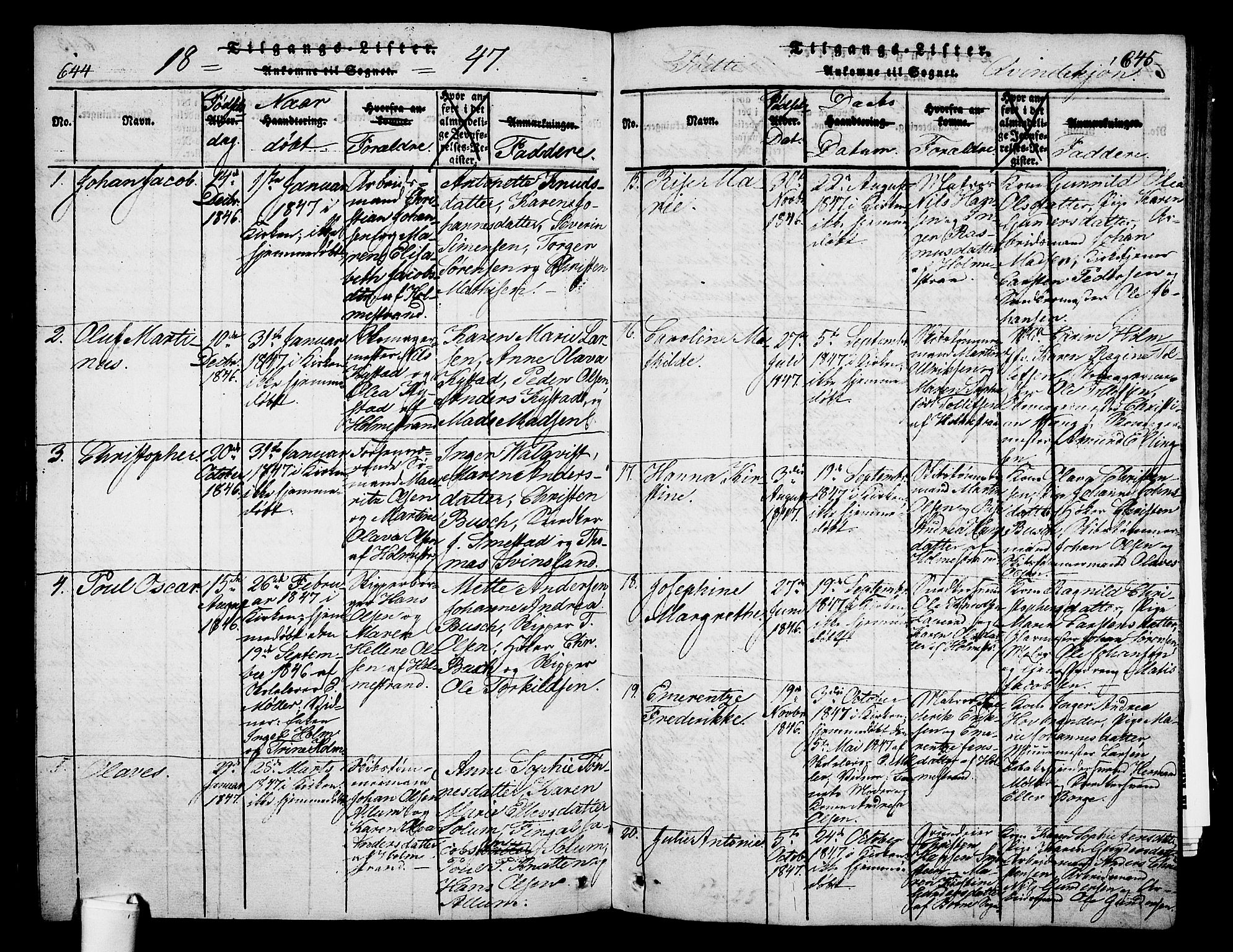 Holmestrand kirkebøker, SAKO/A-346/G/Ga/L0001: Parish register (copy) no. 1, 1814-1848, p. 644-645