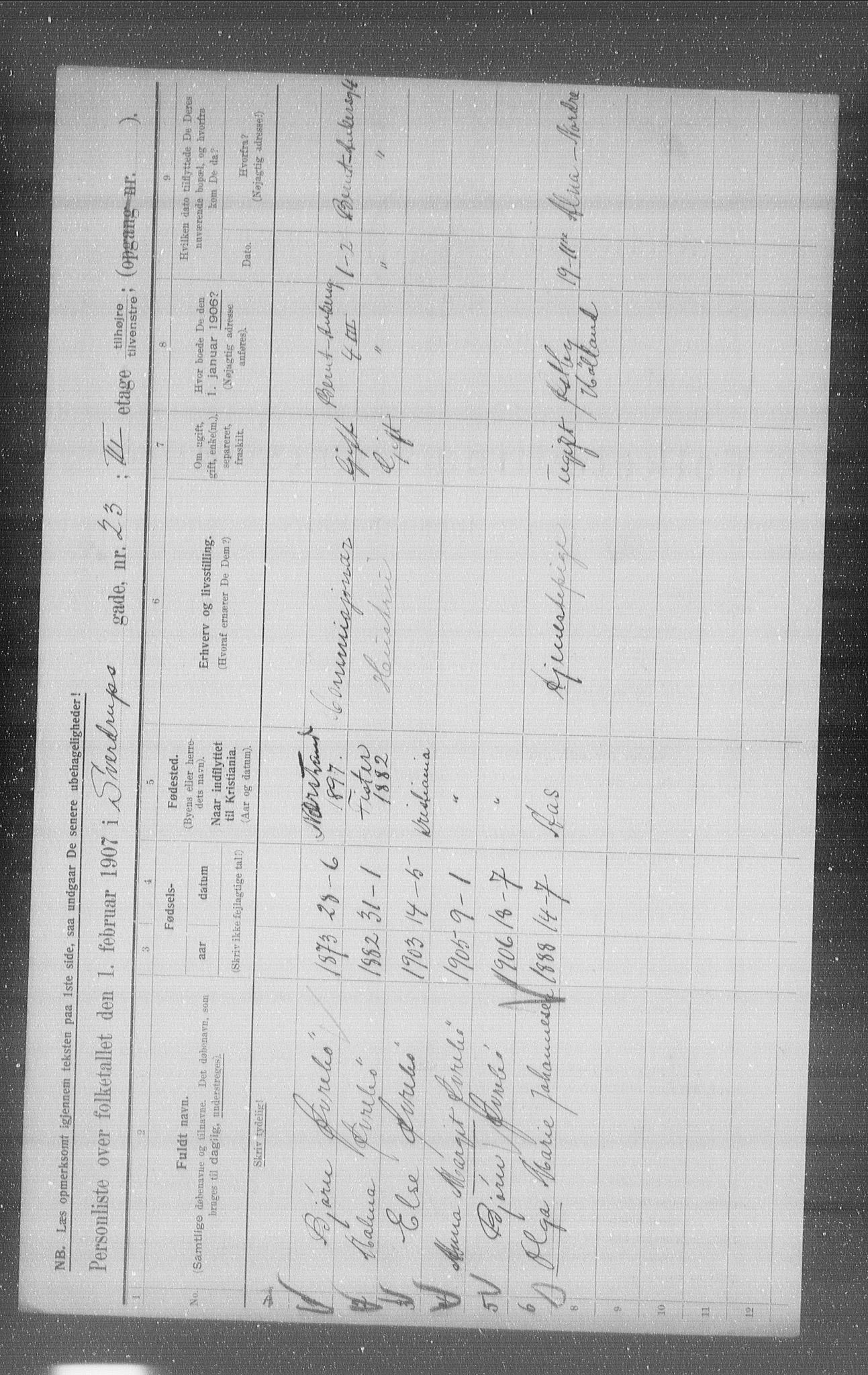 OBA, Municipal Census 1907 for Kristiania, 1907, p. 53806