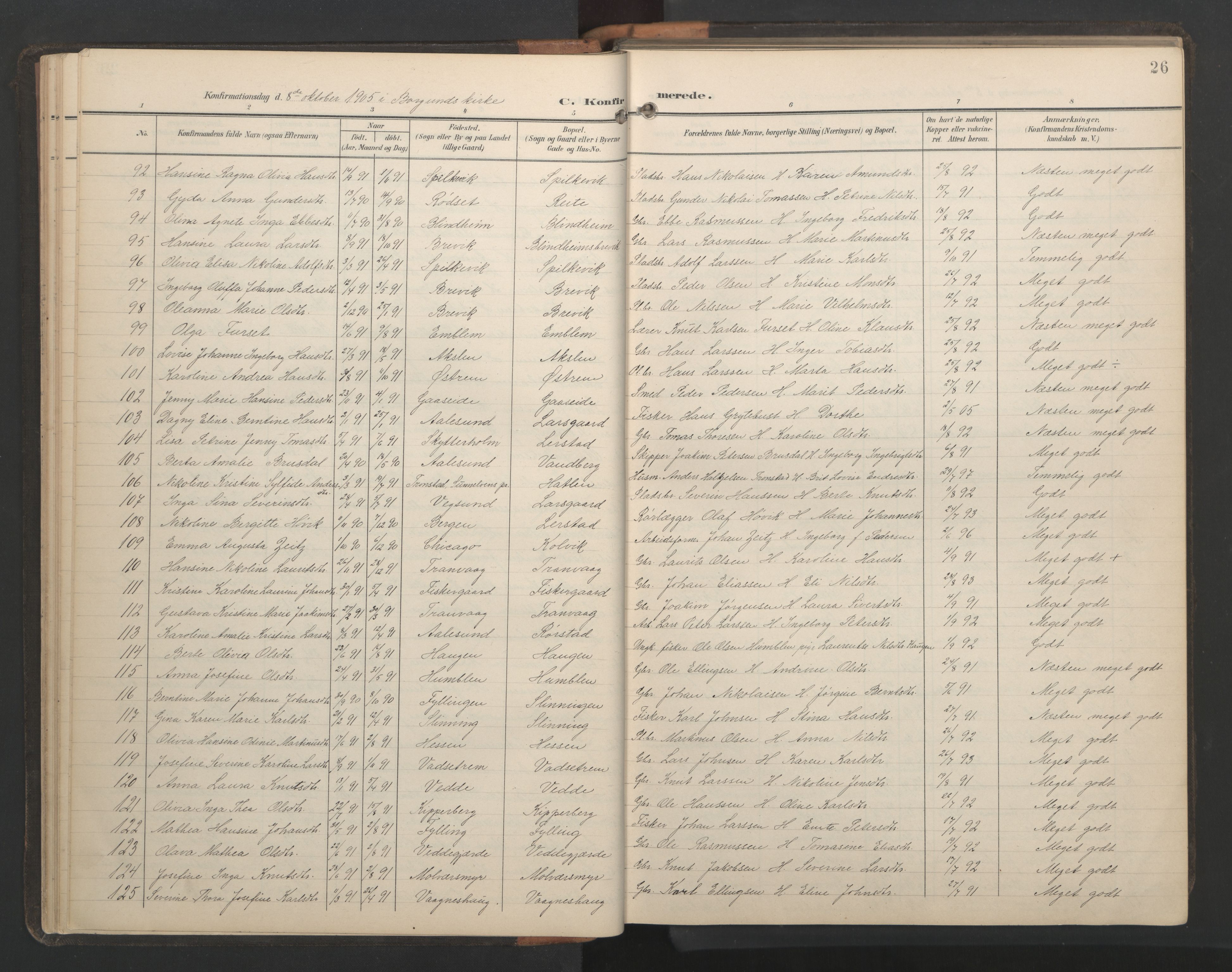 Ministerialprotokoller, klokkerbøker og fødselsregistre - Møre og Romsdal, AV/SAT-A-1454/528/L0433: Parish register (copy) no. 528C14, 1899-1922, p. 26