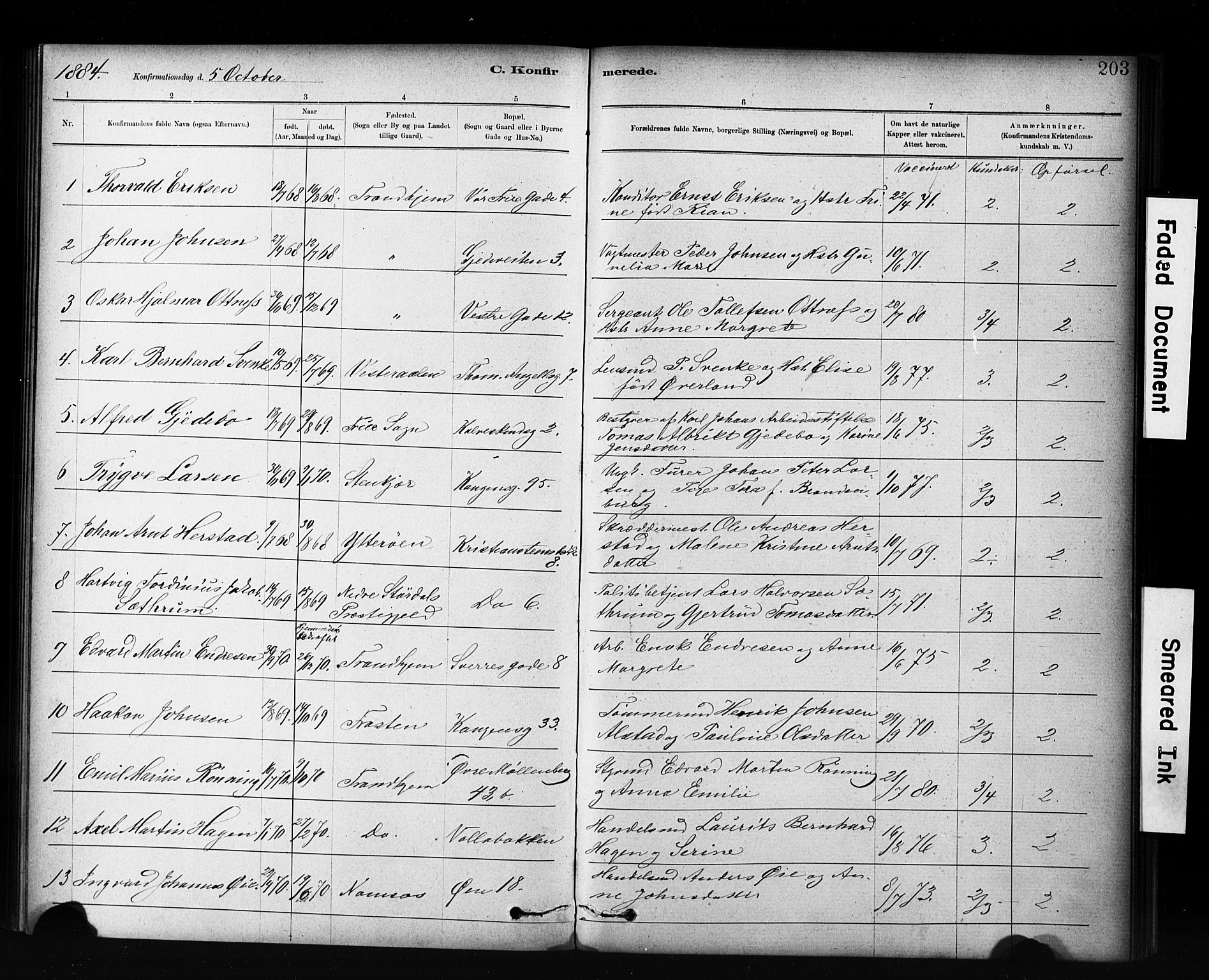 Ministerialprotokoller, klokkerbøker og fødselsregistre - Sør-Trøndelag, SAT/A-1456/601/L0071: Curate's parish register no. 601B04, 1882-1931, p. 203