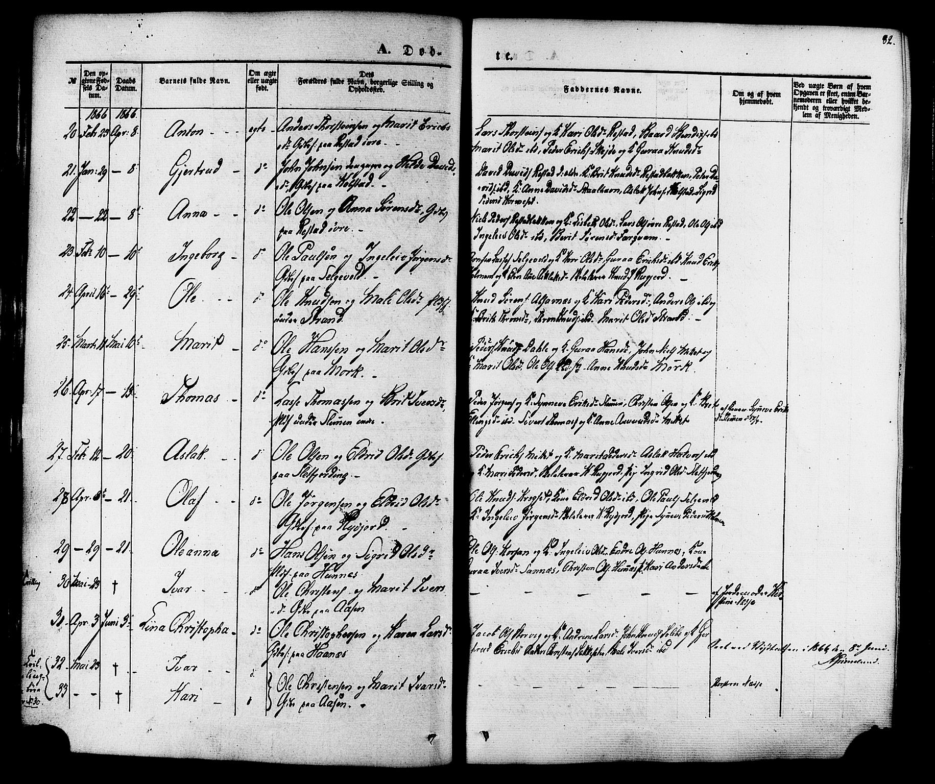 Ministerialprotokoller, klokkerbøker og fødselsregistre - Møre og Romsdal, AV/SAT-A-1454/547/L0603: Parish register (official) no. 547A05, 1846-1877, p. 82