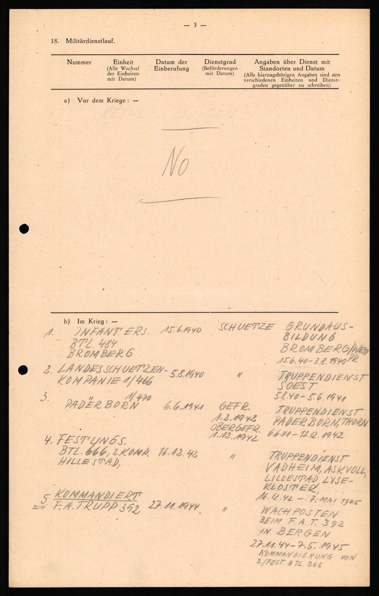 Forsvaret, Forsvarets overkommando II, RA/RAFA-3915/D/Db/L0020: CI Questionaires. Tyske okkupasjonsstyrker i Norge. Tyskere., 1945-1946, p. 160
