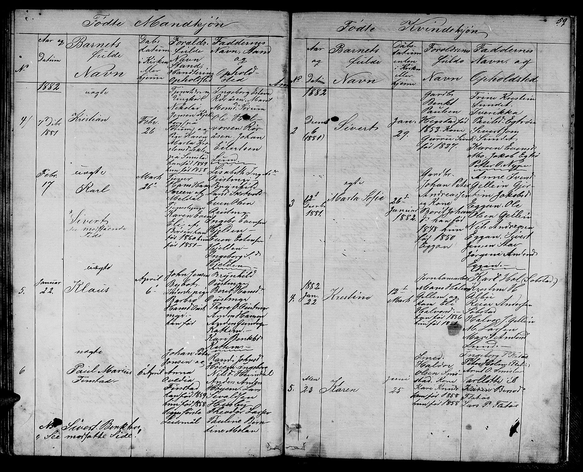 Ministerialprotokoller, klokkerbøker og fødselsregistre - Sør-Trøndelag, SAT/A-1456/613/L0394: Parish register (copy) no. 613C02, 1862-1886, p. 59