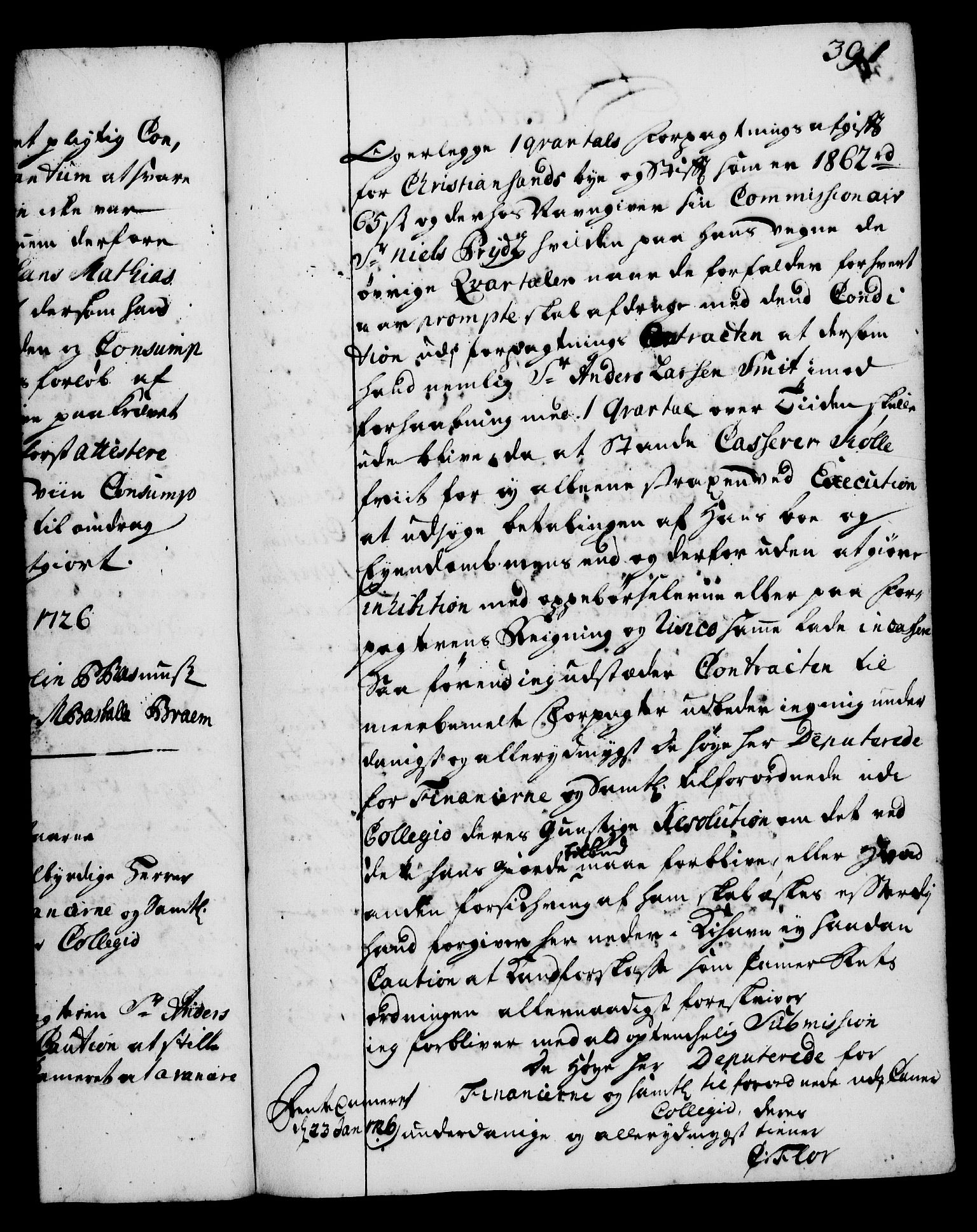 Rentekammeret, Kammerkanselliet, RA/EA-3111/G/Gg/Gga/L0002: Norsk ekspedisjonsprotokoll med register (merket RK 53.2), 1723-1727, p. 391