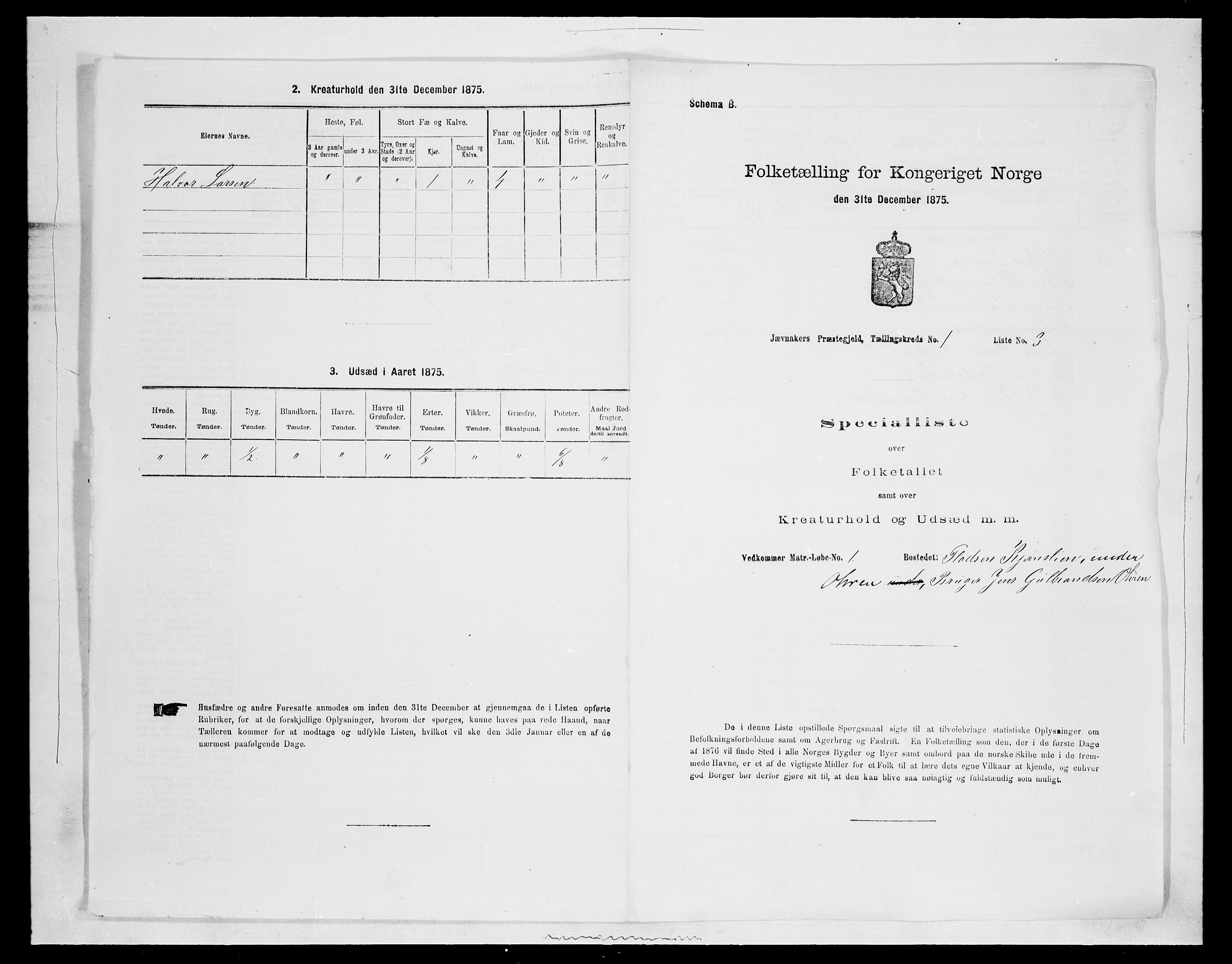 SAH, 1875 census for 0532P Jevnaker, 1875, p. 115