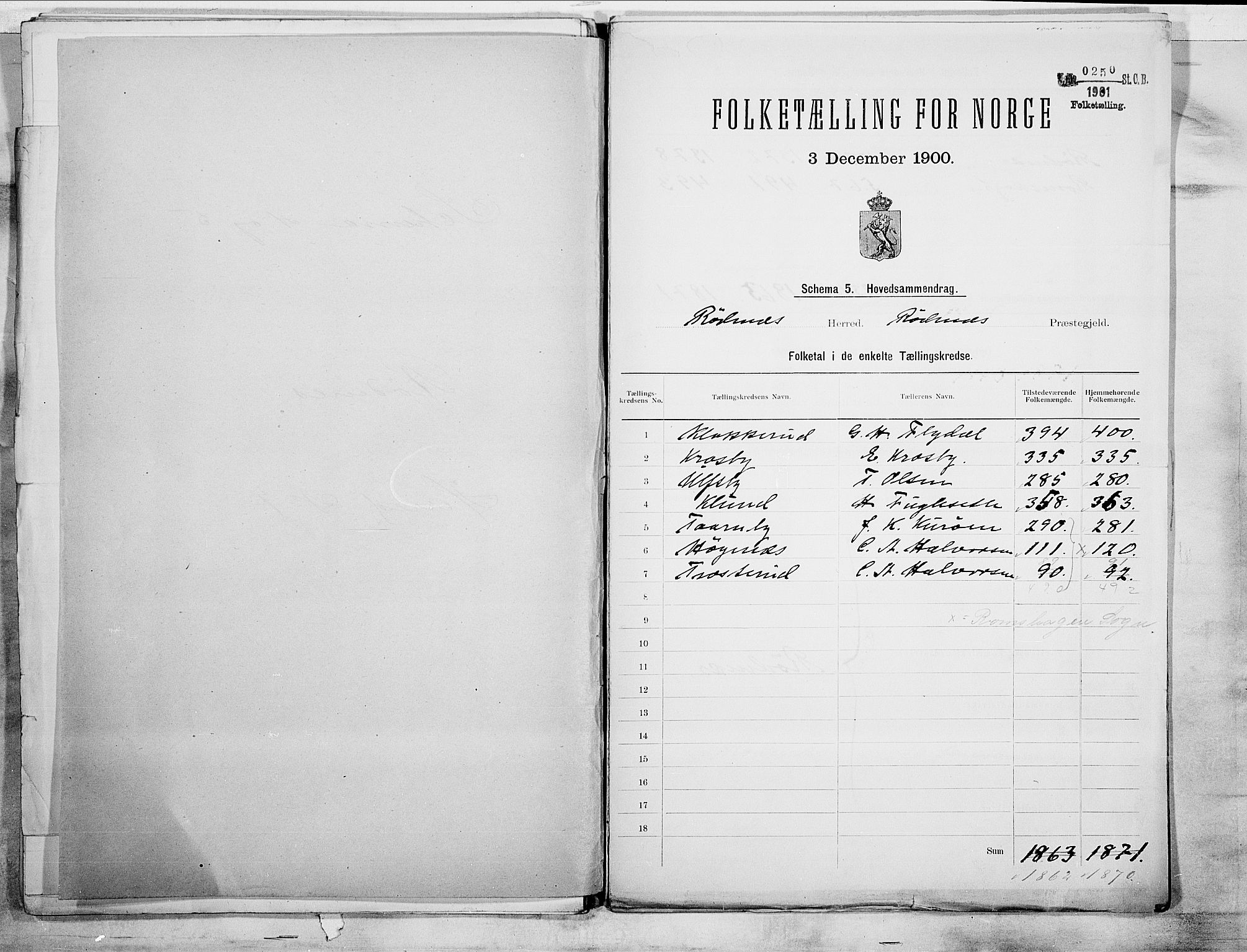 SAO, 1900 census for Rødenes, 1900, p. 2