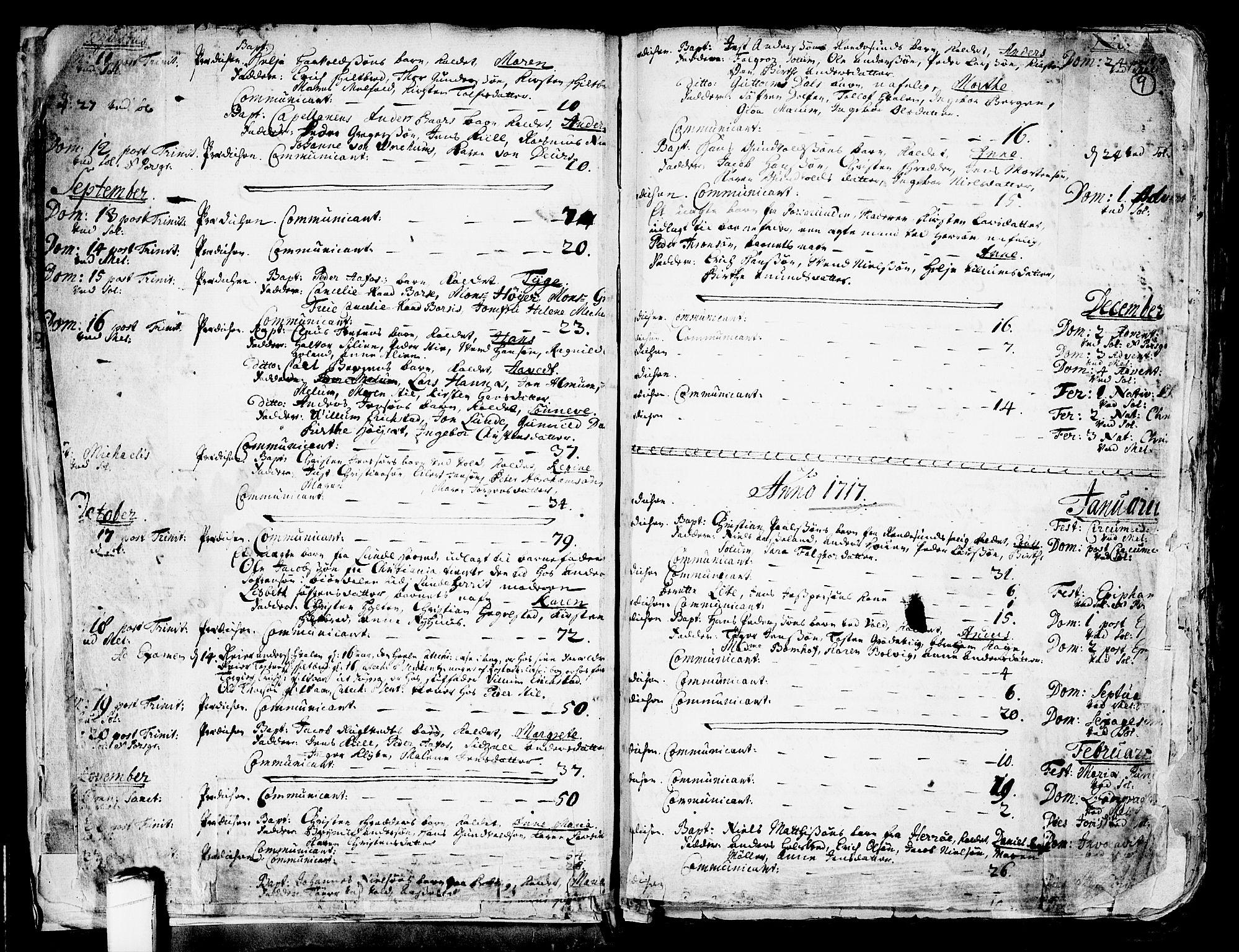 Solum kirkebøker, SAKO/A-306/F/Fa/L0002: Parish register (official) no. I 2, 1713-1761, p. 9