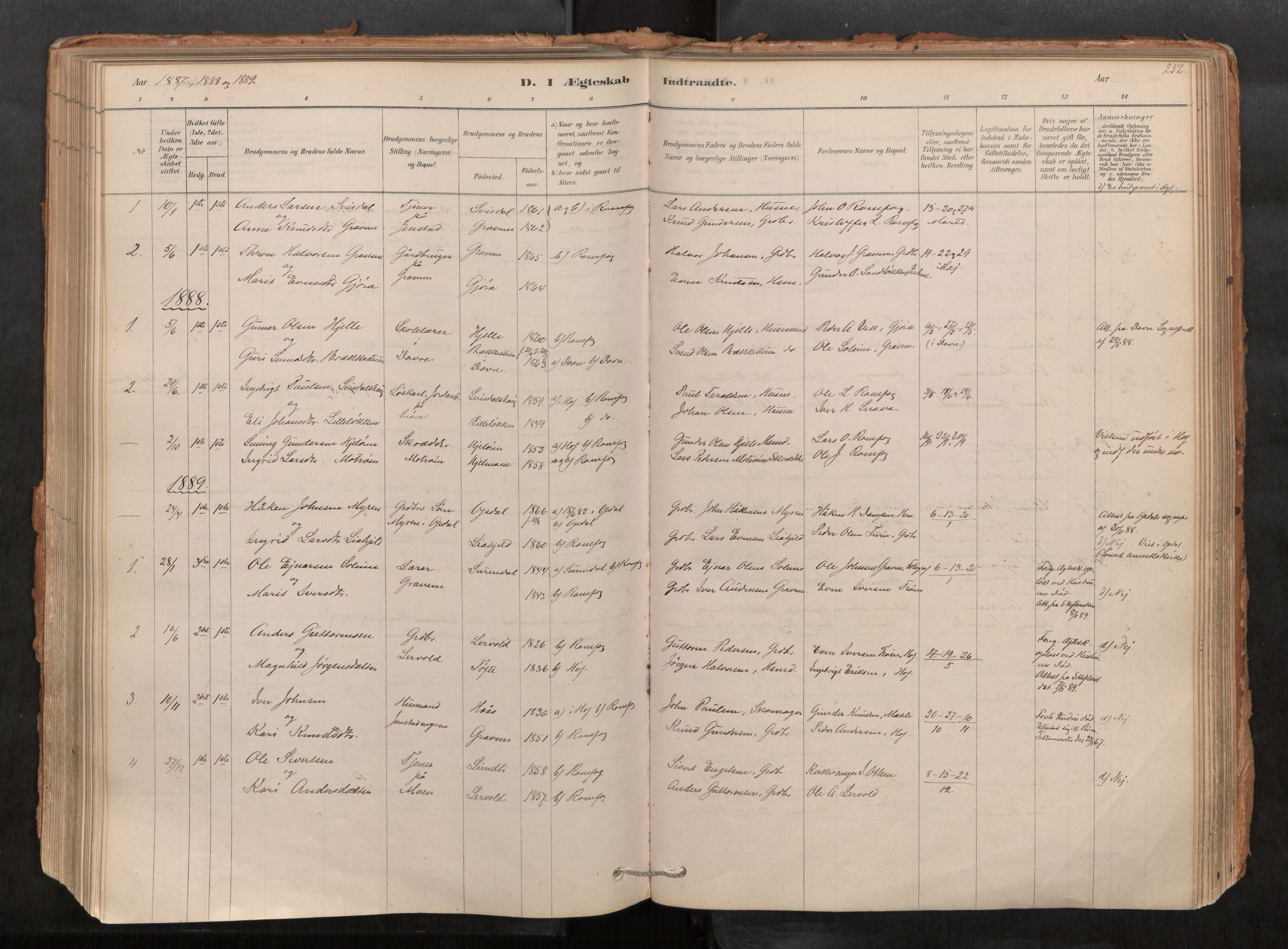 Sunndal sokneprestkontor, AV/SAT-A-1085/1/I/I1/I1a/L0001: Parish register (official) no. 1, 1877-1914, p. 252