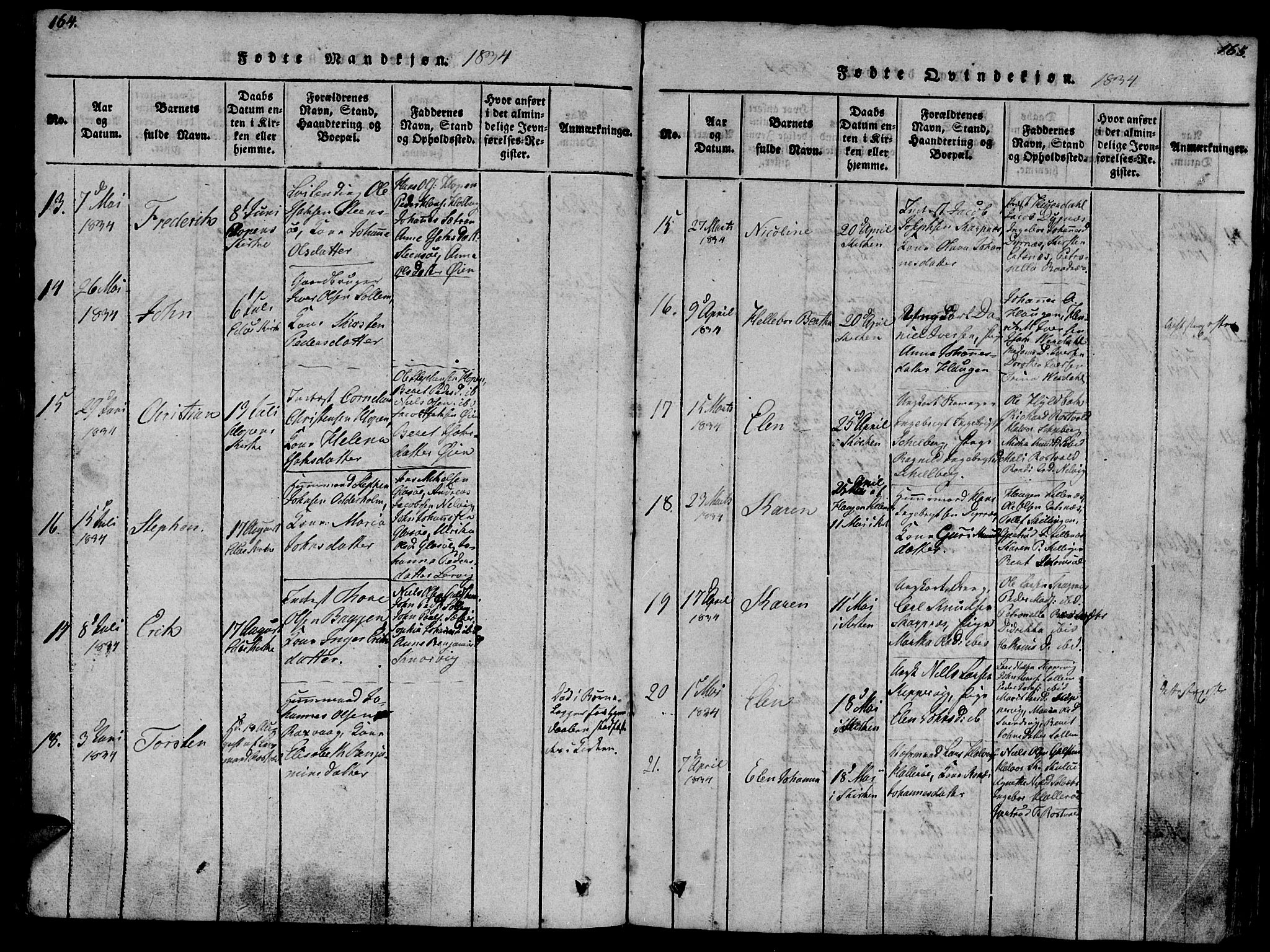 Ministerialprotokoller, klokkerbøker og fødselsregistre - Møre og Romsdal, AV/SAT-A-1454/581/L0933: Parish register (official) no. 581A03 /1, 1819-1836, p. 164-165