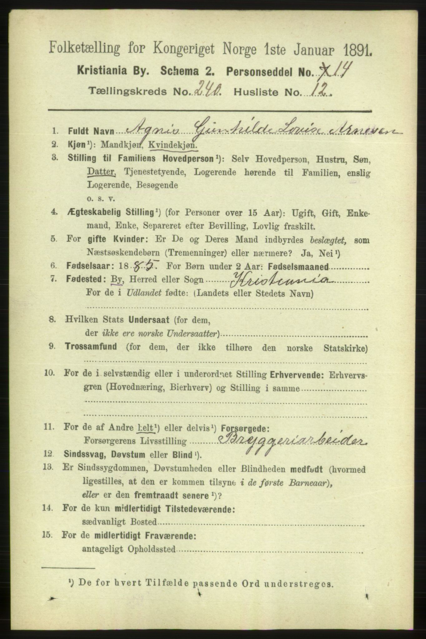 RA, 1891 census for 0301 Kristiania, 1891, p. 146125