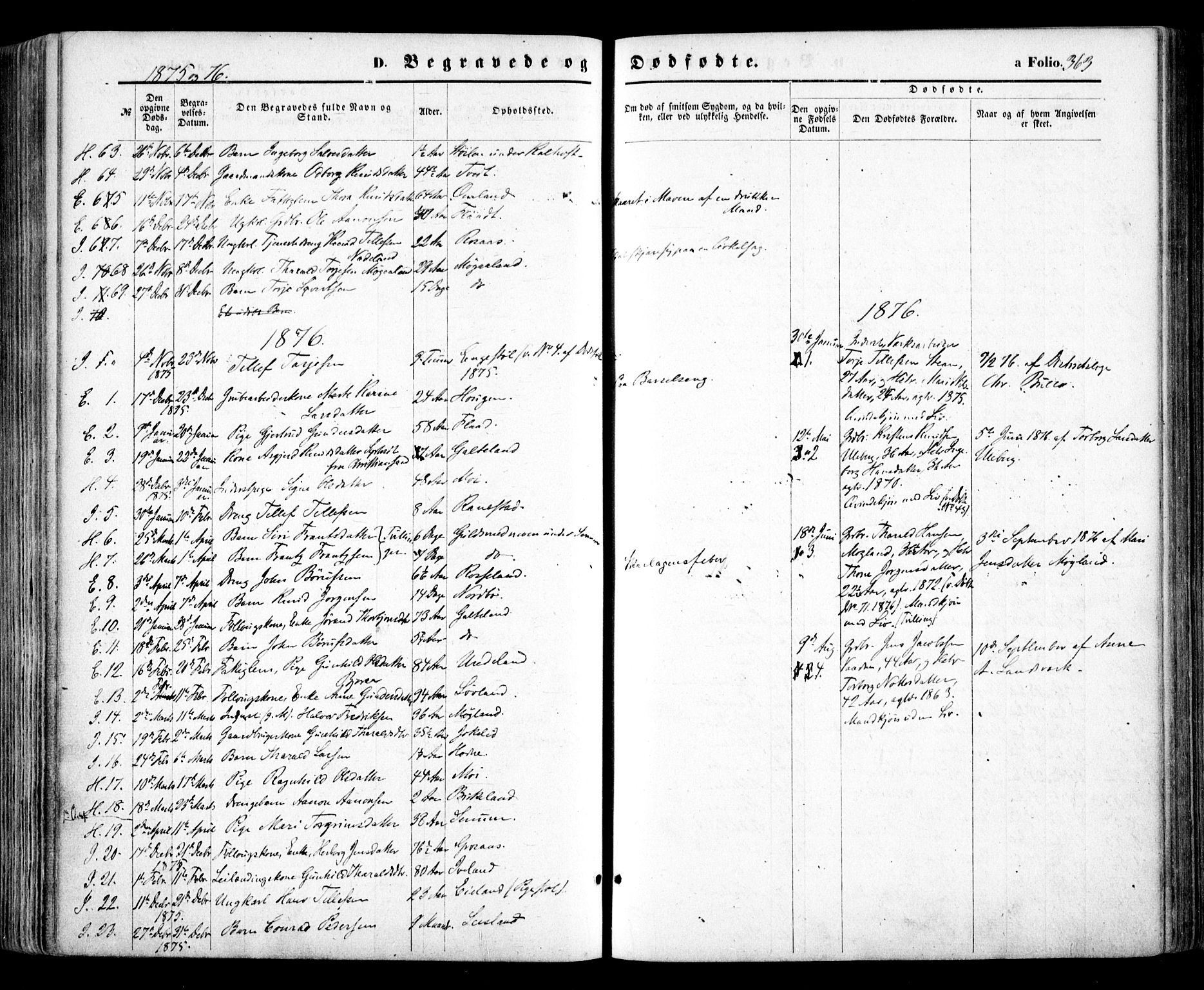 Evje sokneprestkontor, SAK/1111-0008/F/Fa/Faa/L0006: Parish register (official) no. A 6, 1866-1884, p. 363