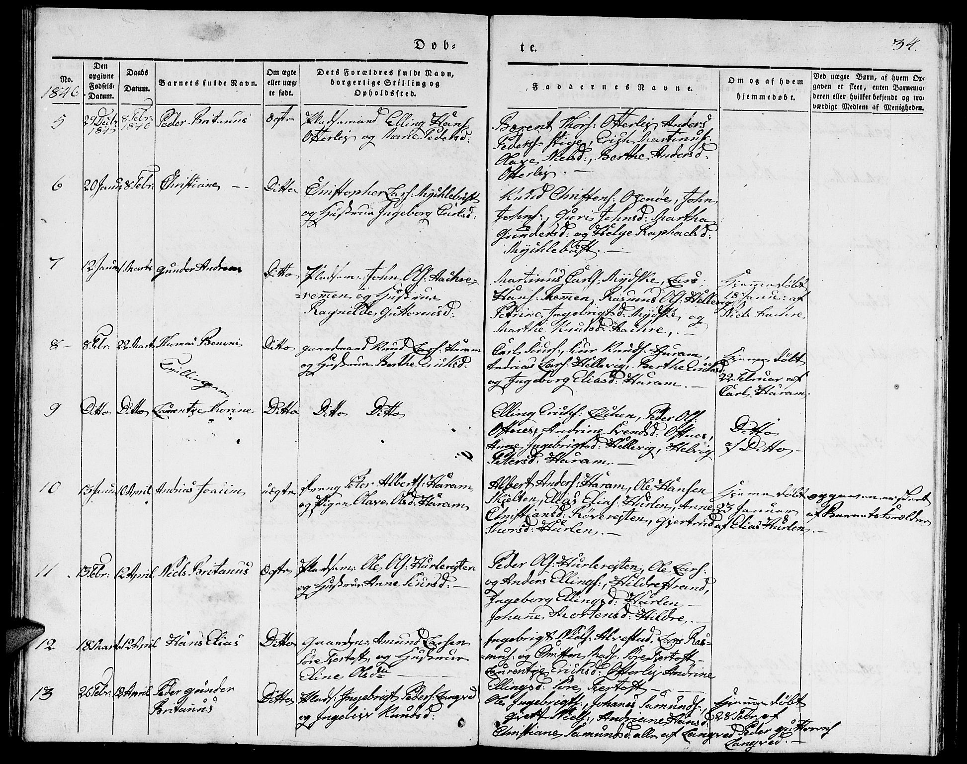 Ministerialprotokoller, klokkerbøker og fødselsregistre - Møre og Romsdal, SAT/A-1454/536/L0507: Parish register (copy) no. 536C02, 1839-1859, p. 34