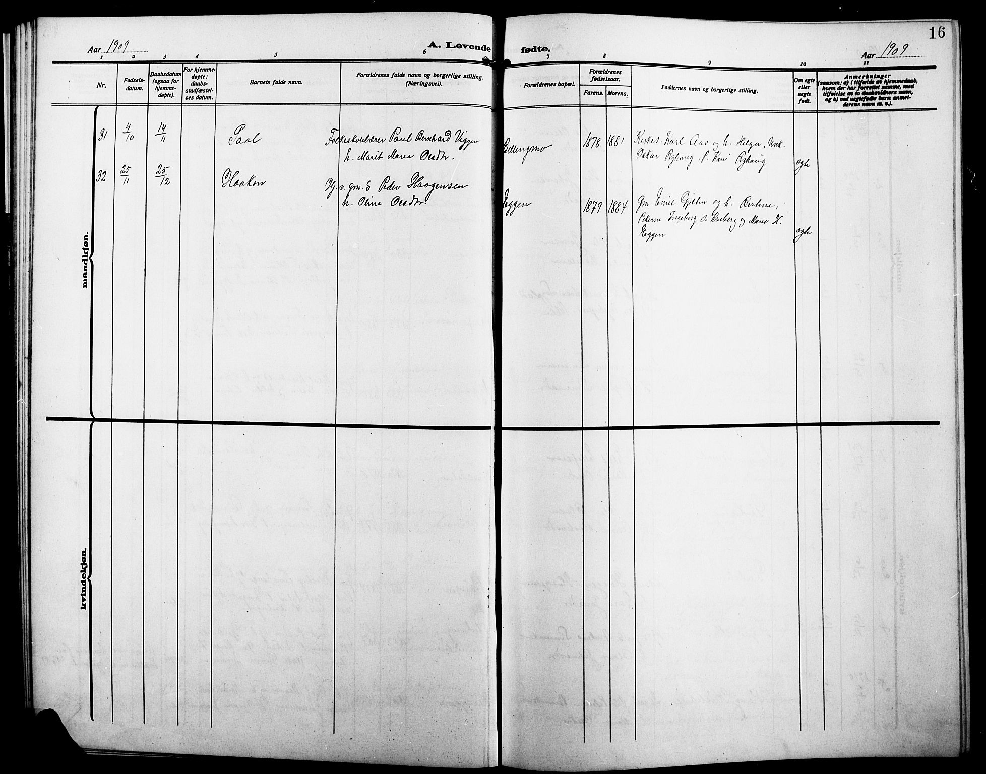 Alvdal prestekontor, AV/SAH-PREST-060/H/Ha/Hab/L0005: Parish register (copy) no. 5, 1908-1923, p. 16