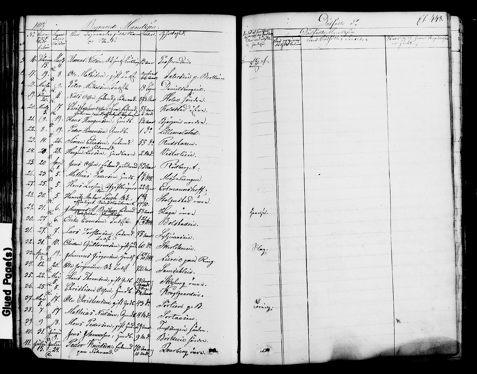 Ringsaker prestekontor, AV/SAH-PREST-014/K/Ka/L0008: Parish register (official) no. 8, 1837-1850, p. 448