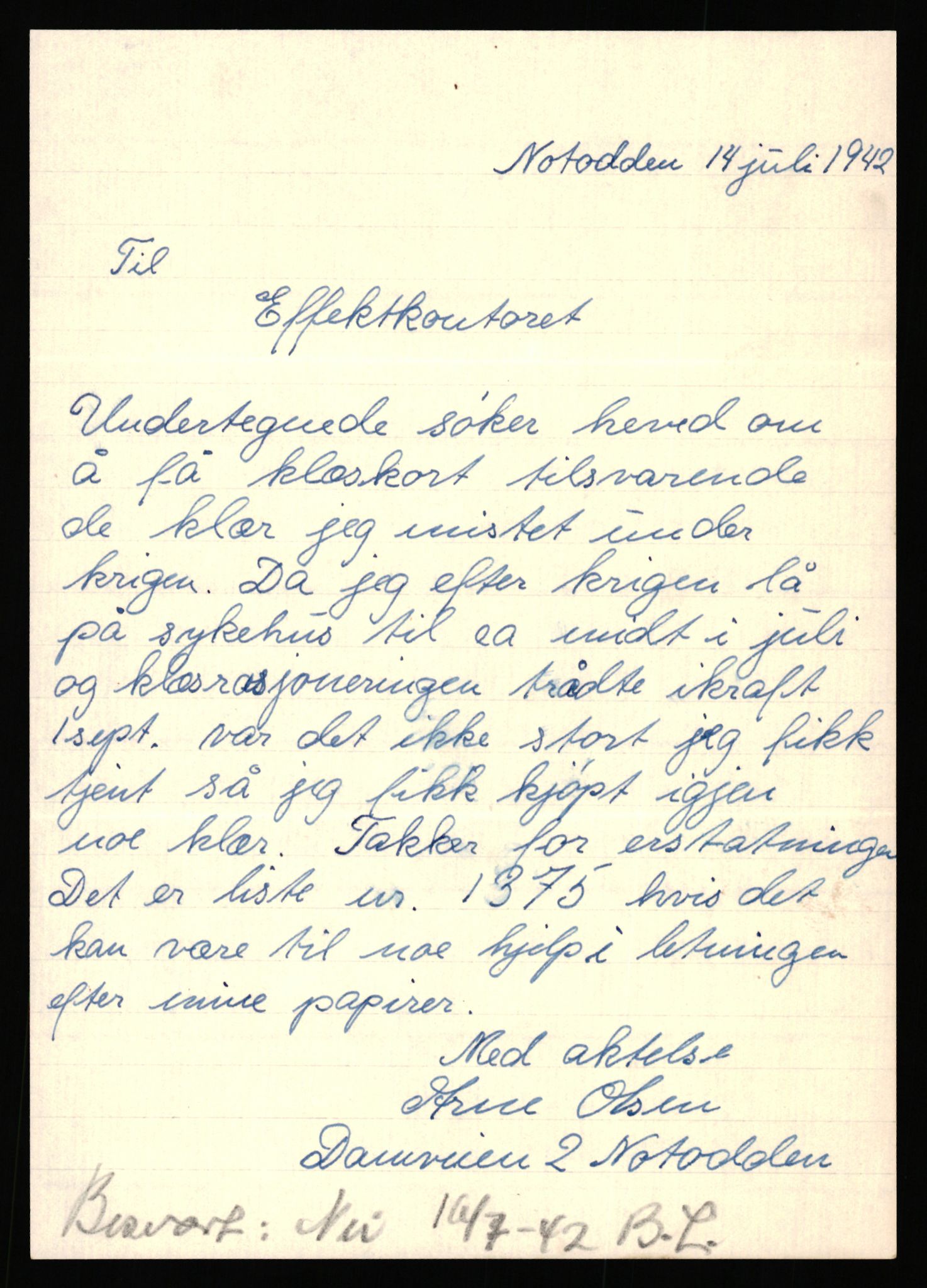 Justisdepartementet, Oppgjørsavdelingen, RA/S-1056/G/Gb/L0095: Spesiallister m.v., 1940-1943, p. 1014