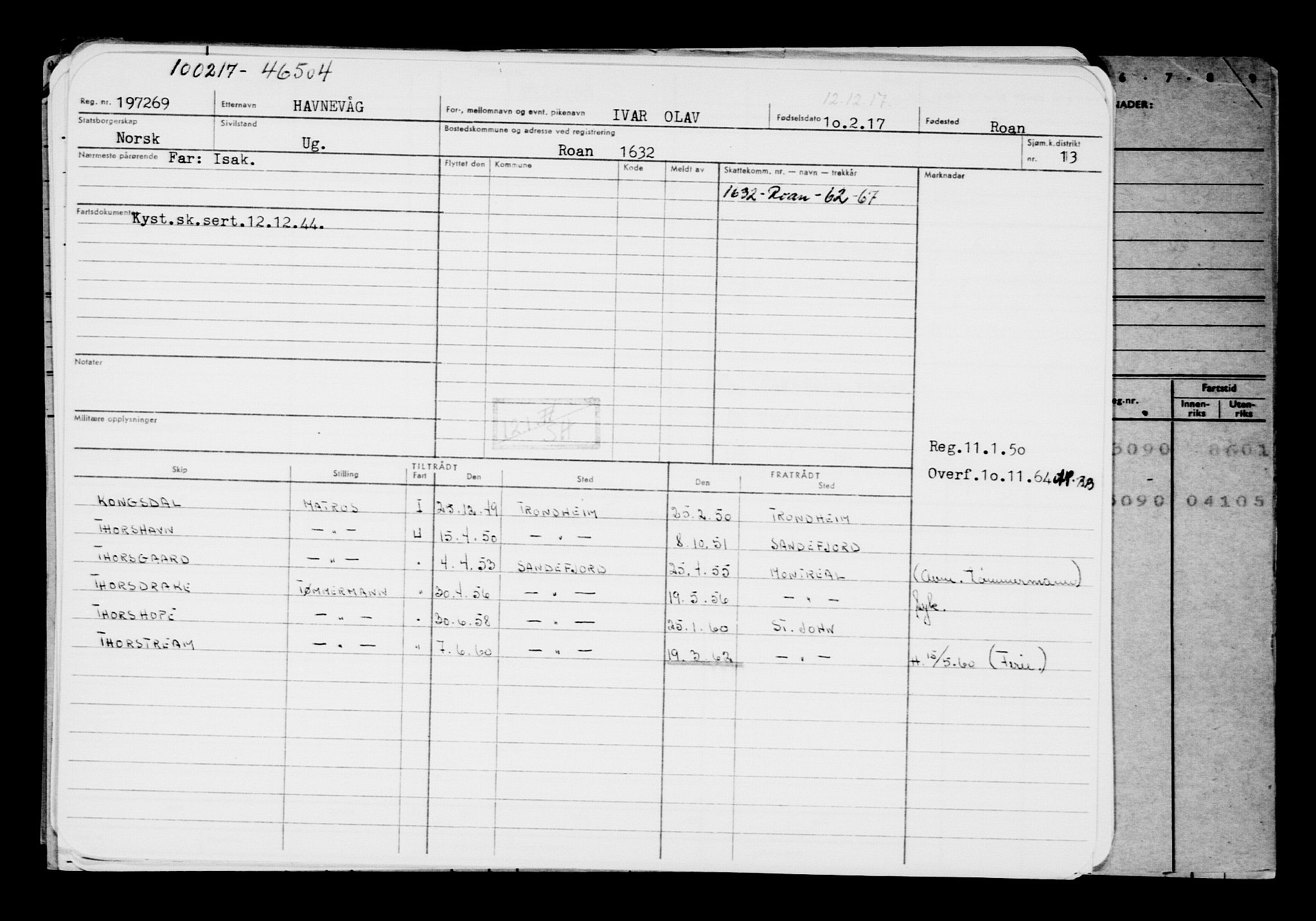 Direktoratet for sjømenn, AV/RA-S-3545/G/Gb/L0146: Hovedkort, 1917, p. 11