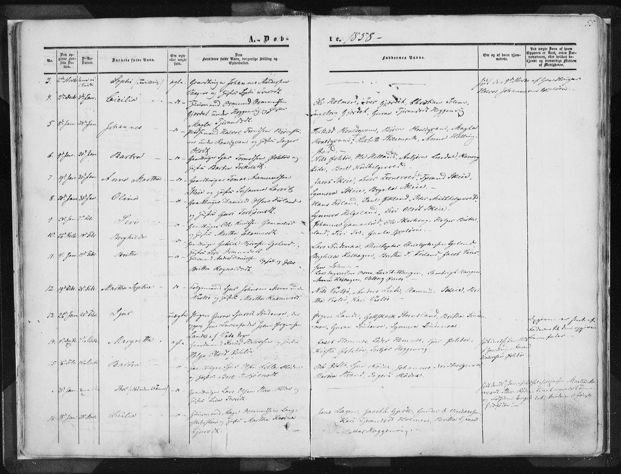 Vikedal sokneprestkontor, AV/SAST-A-101840/01/IV: Parish register (official) no. A 6.1, 1851-1867, p. 55