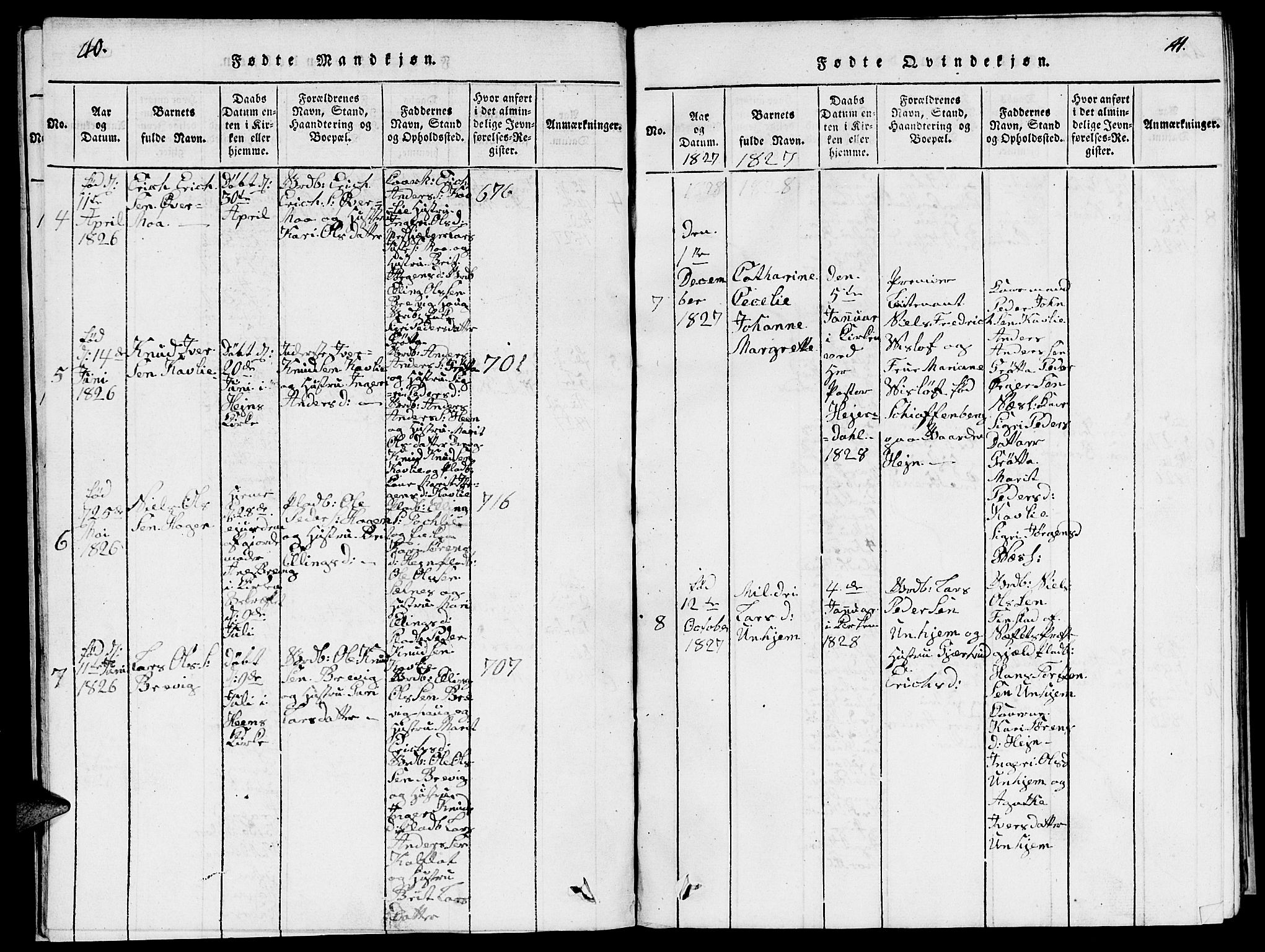 Ministerialprotokoller, klokkerbøker og fødselsregistre - Møre og Romsdal, AV/SAT-A-1454/545/L0587: Parish register (copy) no. 545C01, 1818-1836, p. 40-41