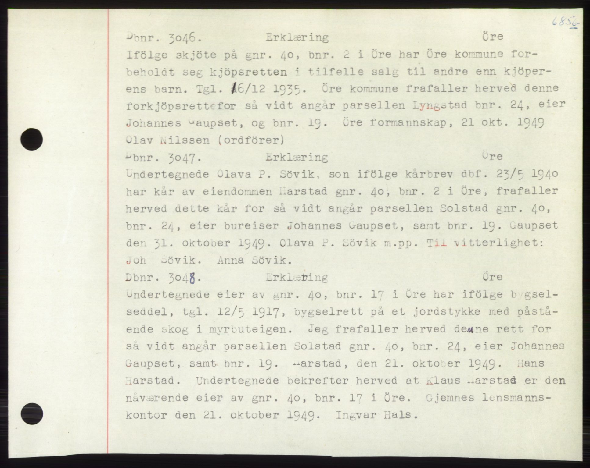 Nordmøre sorenskriveri, SAT/A-4132/1/2/2Ca: Mortgage book no. C82b, 1946-1951, Diary no: : 3046/1949