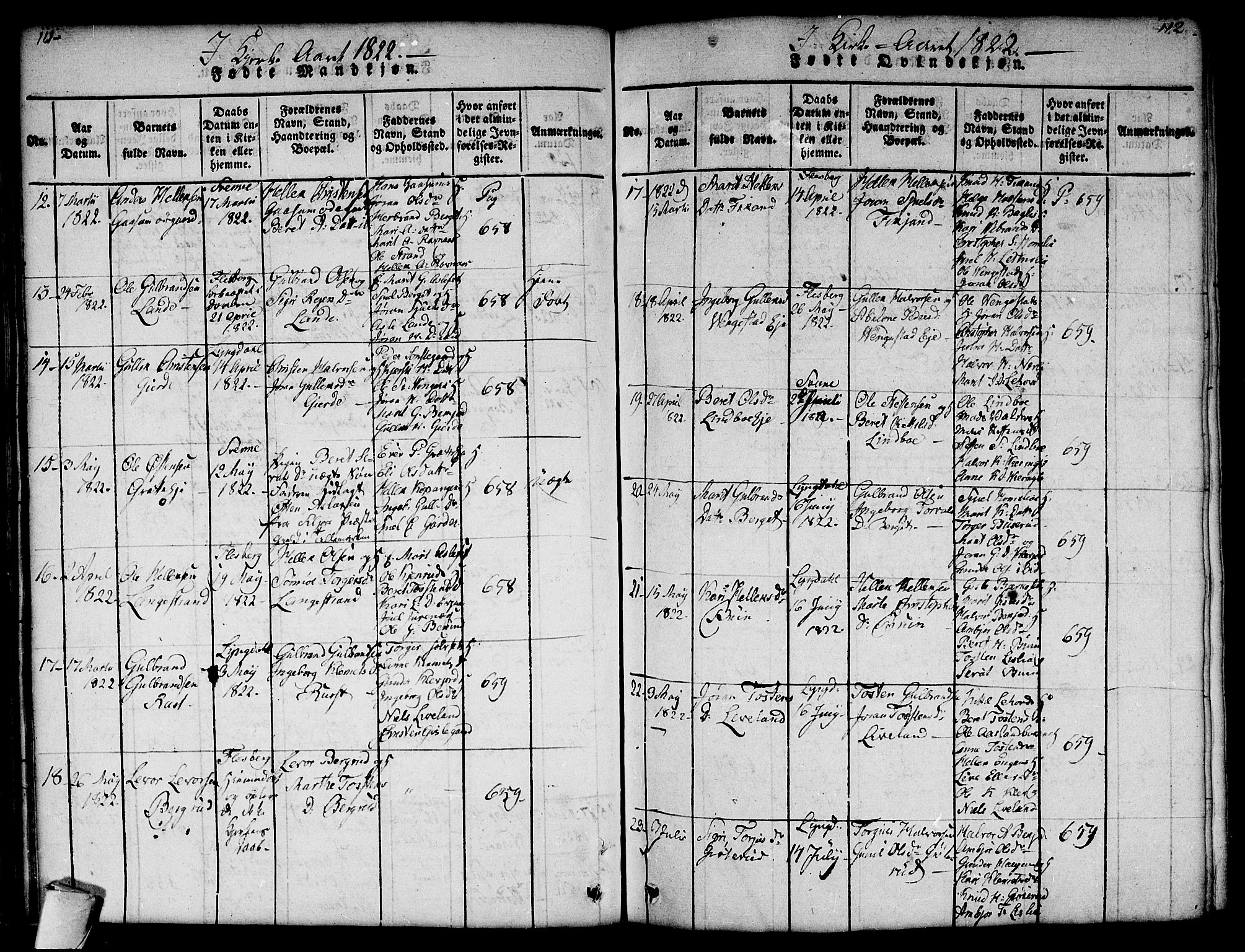 Flesberg kirkebøker, AV/SAKO-A-18/G/Ga/L0001: Parish register (copy) no. I 1, 1816-1834, p. 111-112