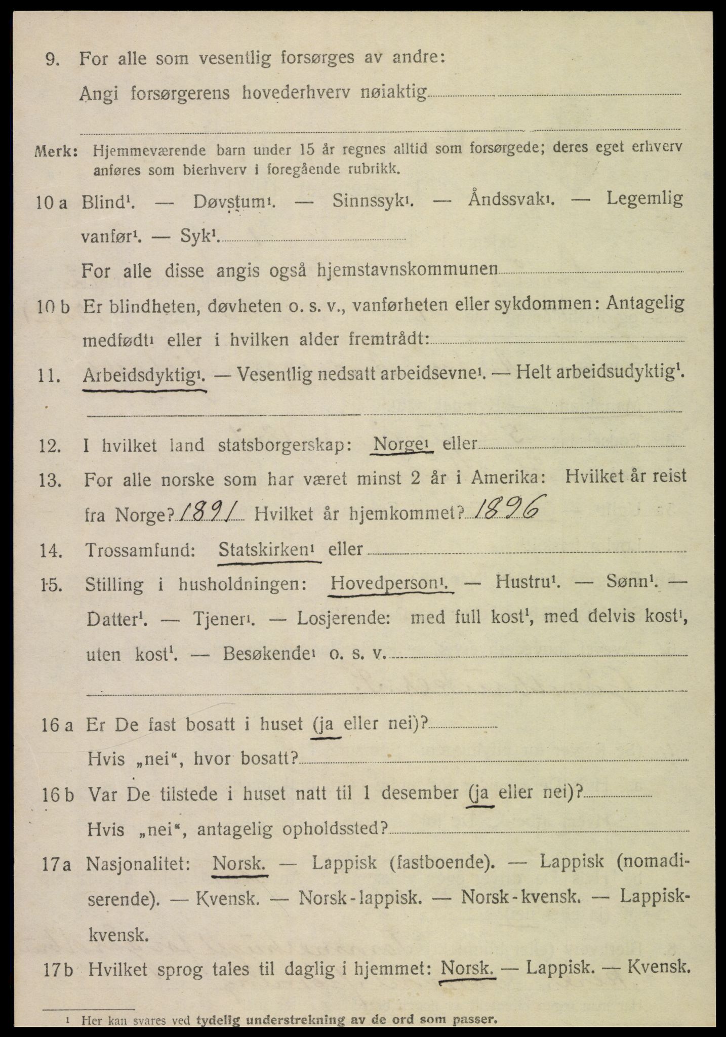SAT, 1920 census for Snåsa, 1920, p. 5193