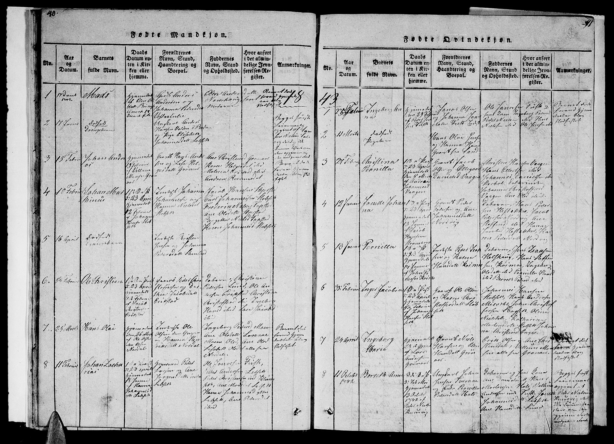 Ministerialprotokoller, klokkerbøker og fødselsregistre - Nordland, AV/SAT-A-1459/852/L0752: Parish register (copy) no. 852C03, 1840-1855, p. 40-41