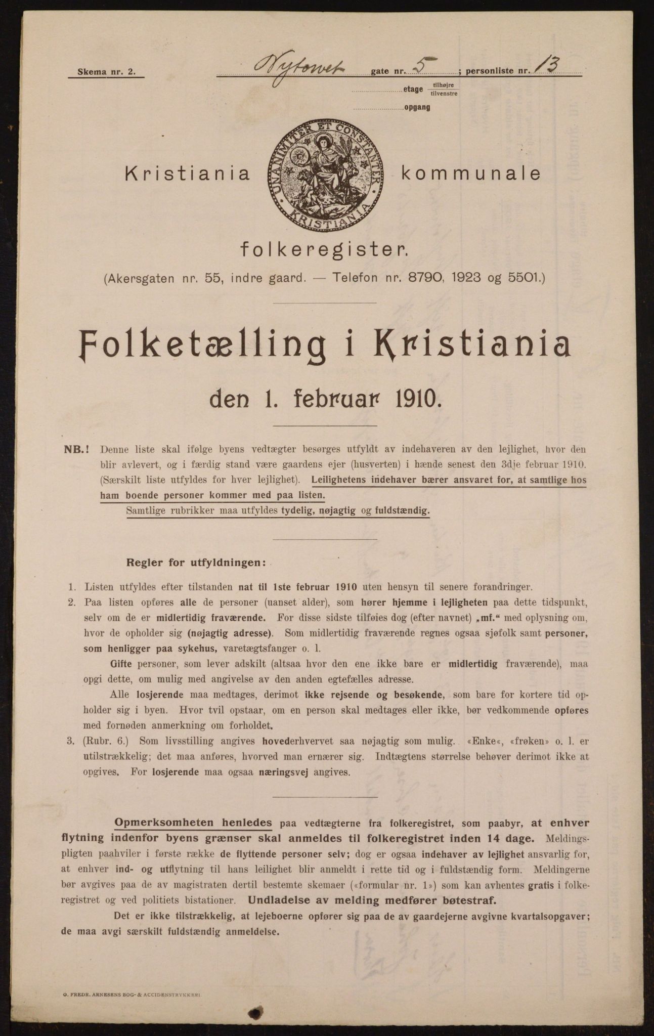 OBA, Municipal Census 1910 for Kristiania, 1910, p. 71578